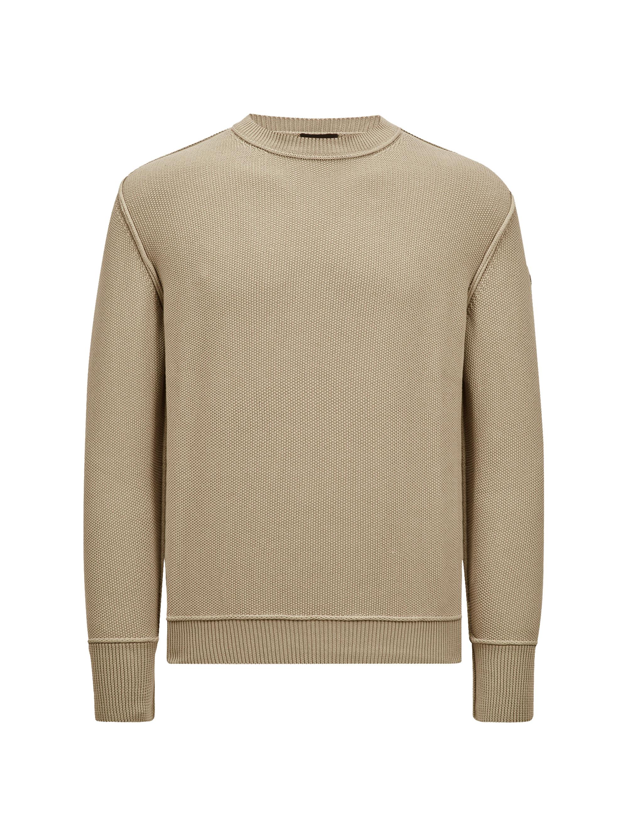 Moncler Men's Crewneck Sweater in Cotton - Light Beige