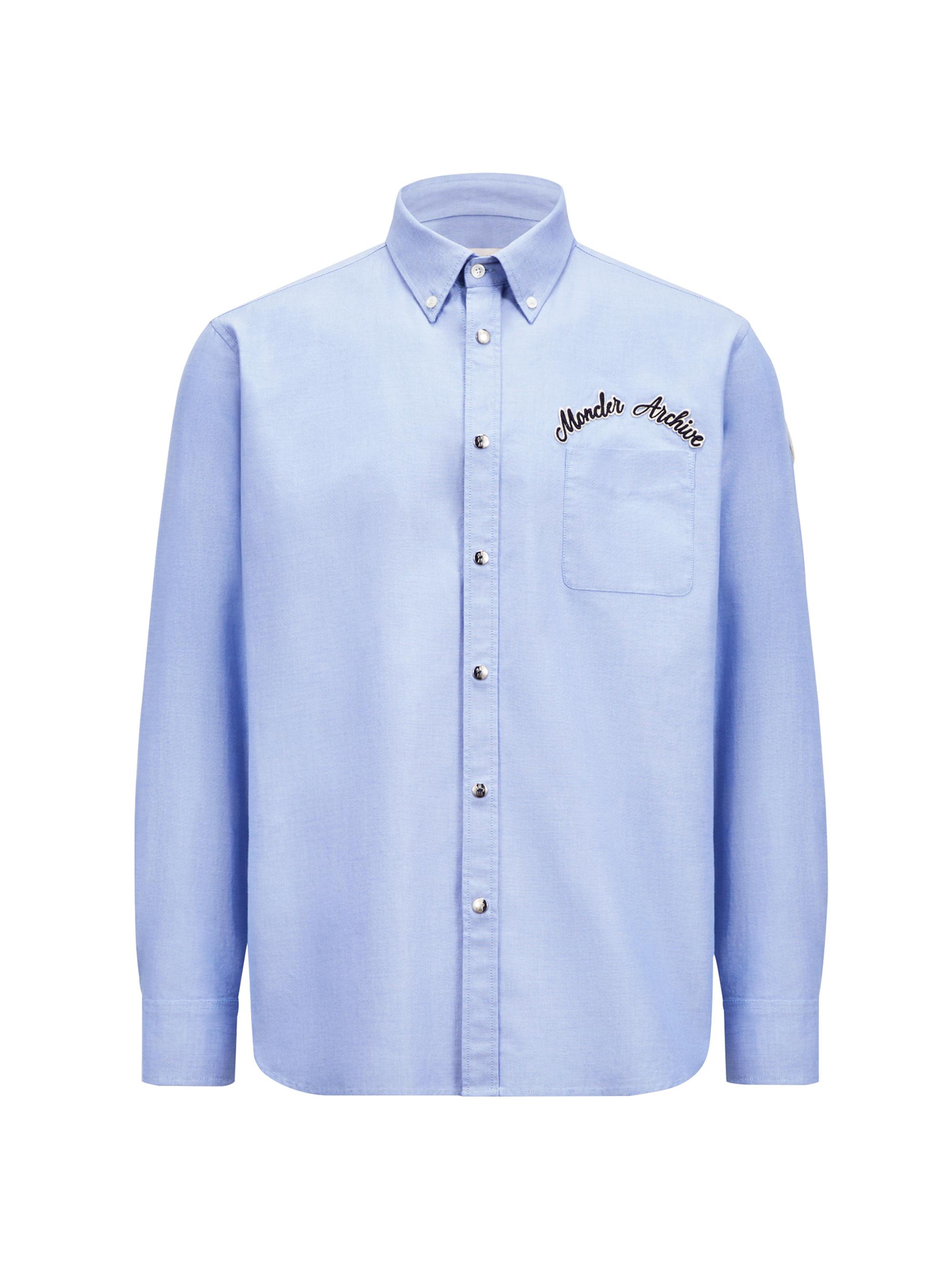 Moncler Men's Shirt in Oxford Cotton - Light Blue