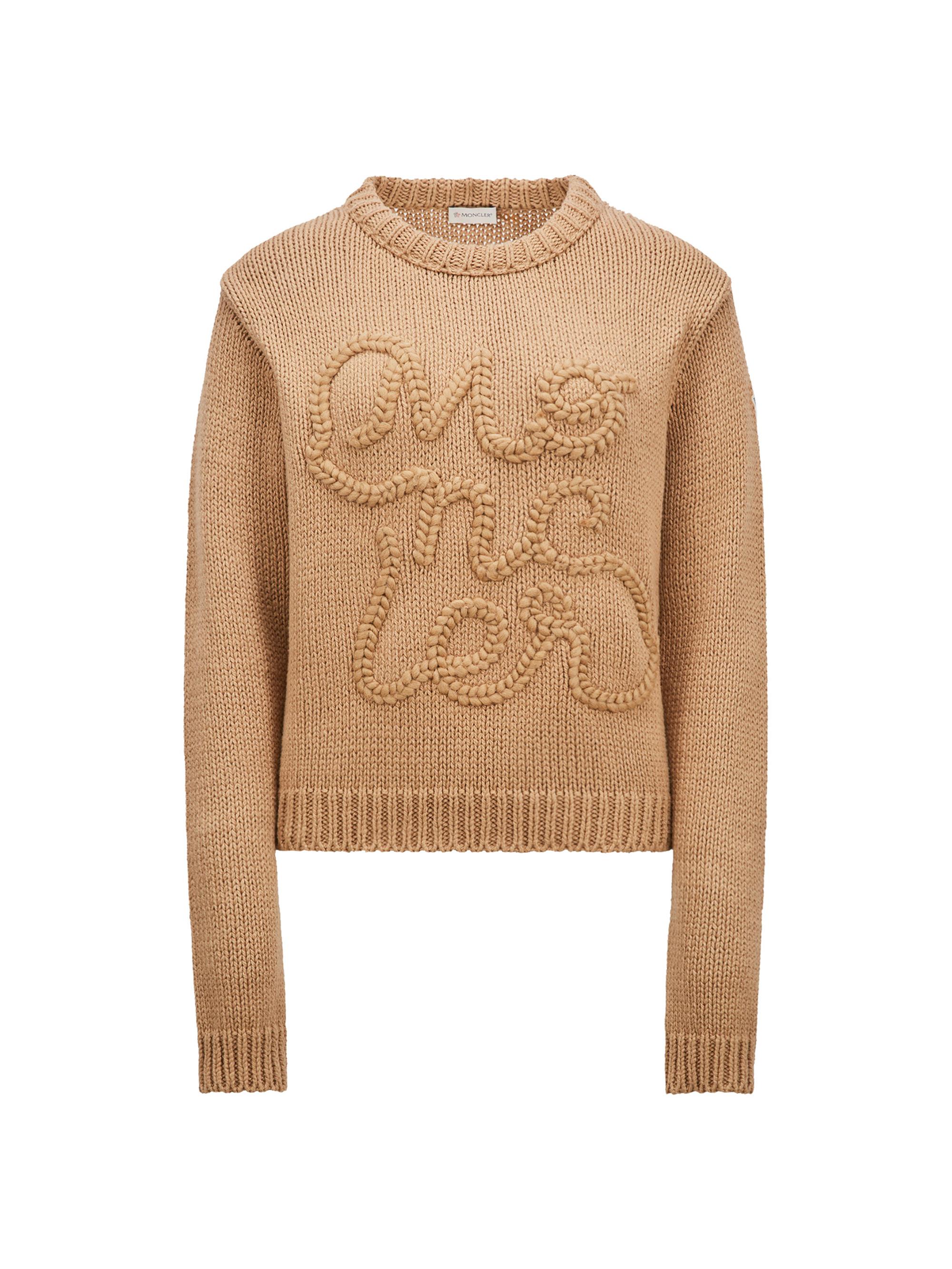 Moncler Women's Crew Neck Sweater in Cotton - Camel Beige