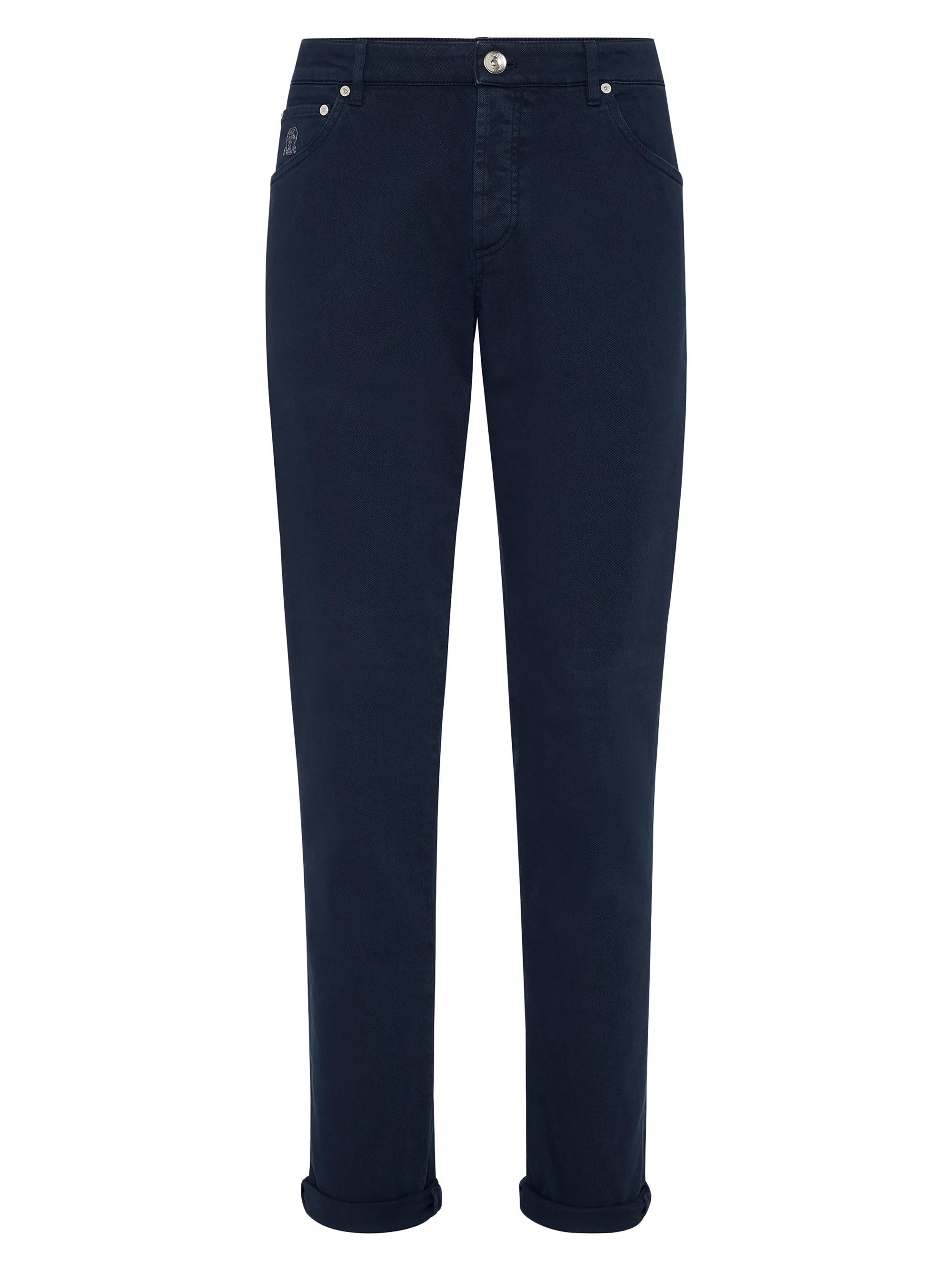 Brunello Cucinelli Men's Slim Fit Jeans in Comfort Cotton Lightweight Denim - Navy Blue