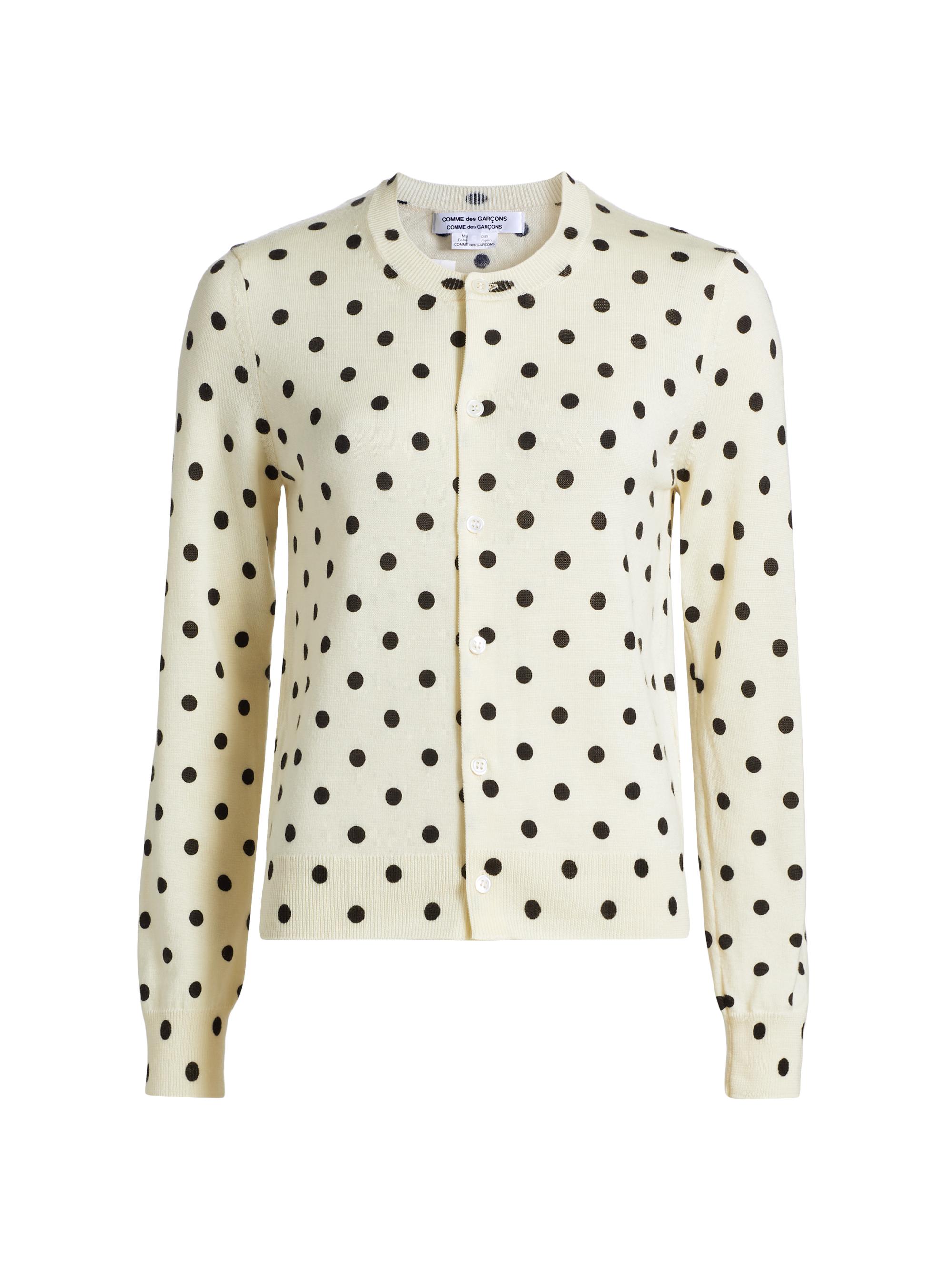 Comme des Garçons Women's Polka Dot Cardigan - Off White Black
