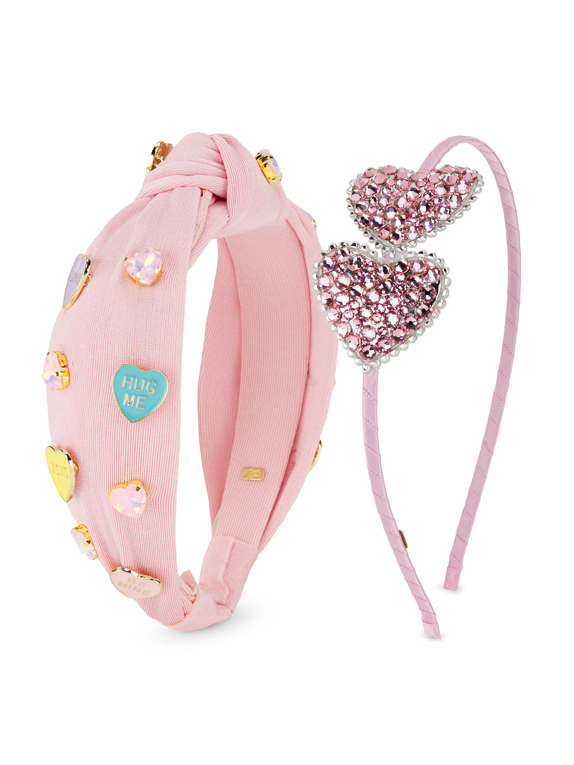 Bari Lynn 2-Pack Heart Headband Set - Pink