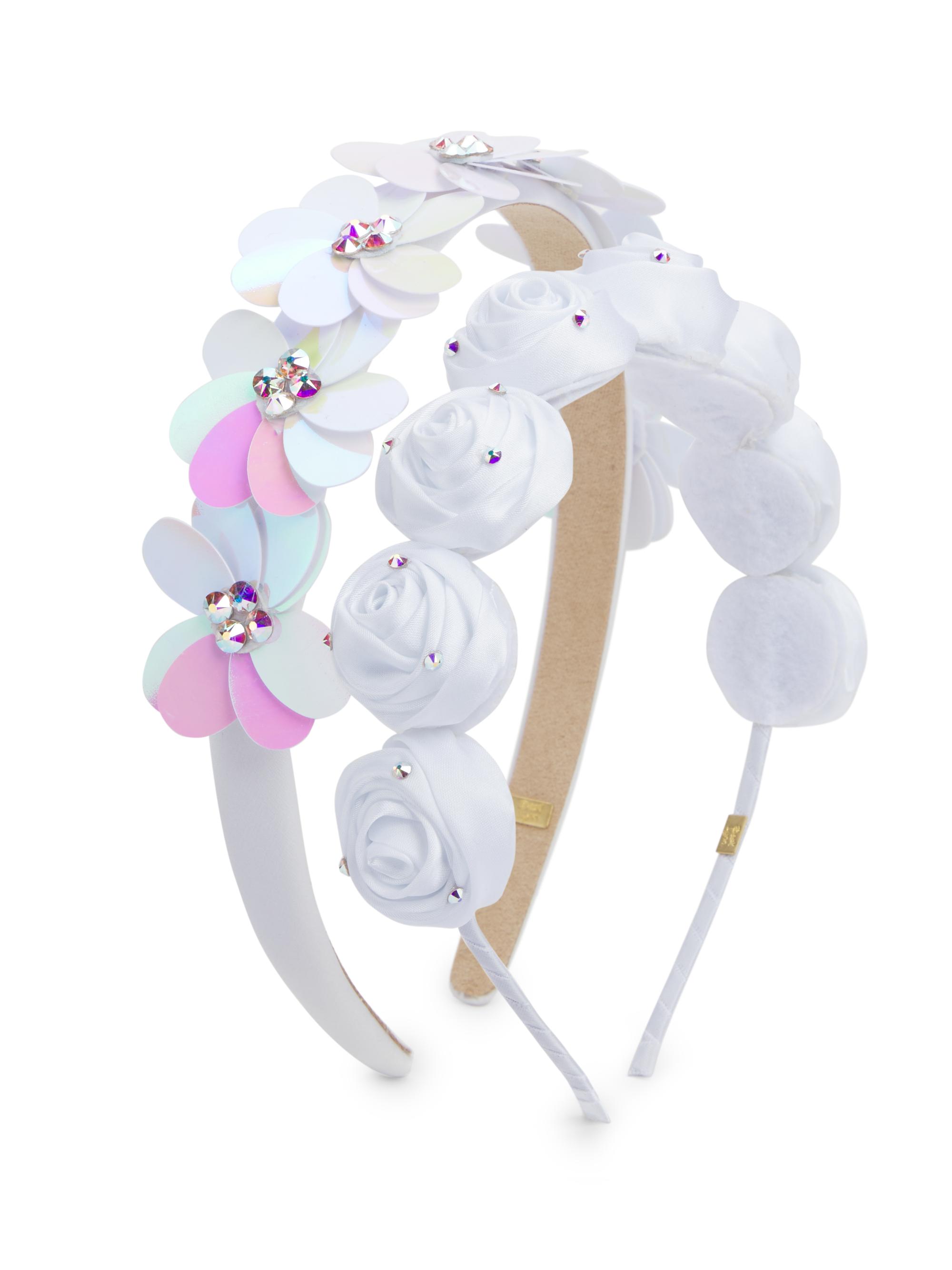Bari Lynn Rose And Flower Halo Headband Set - White
