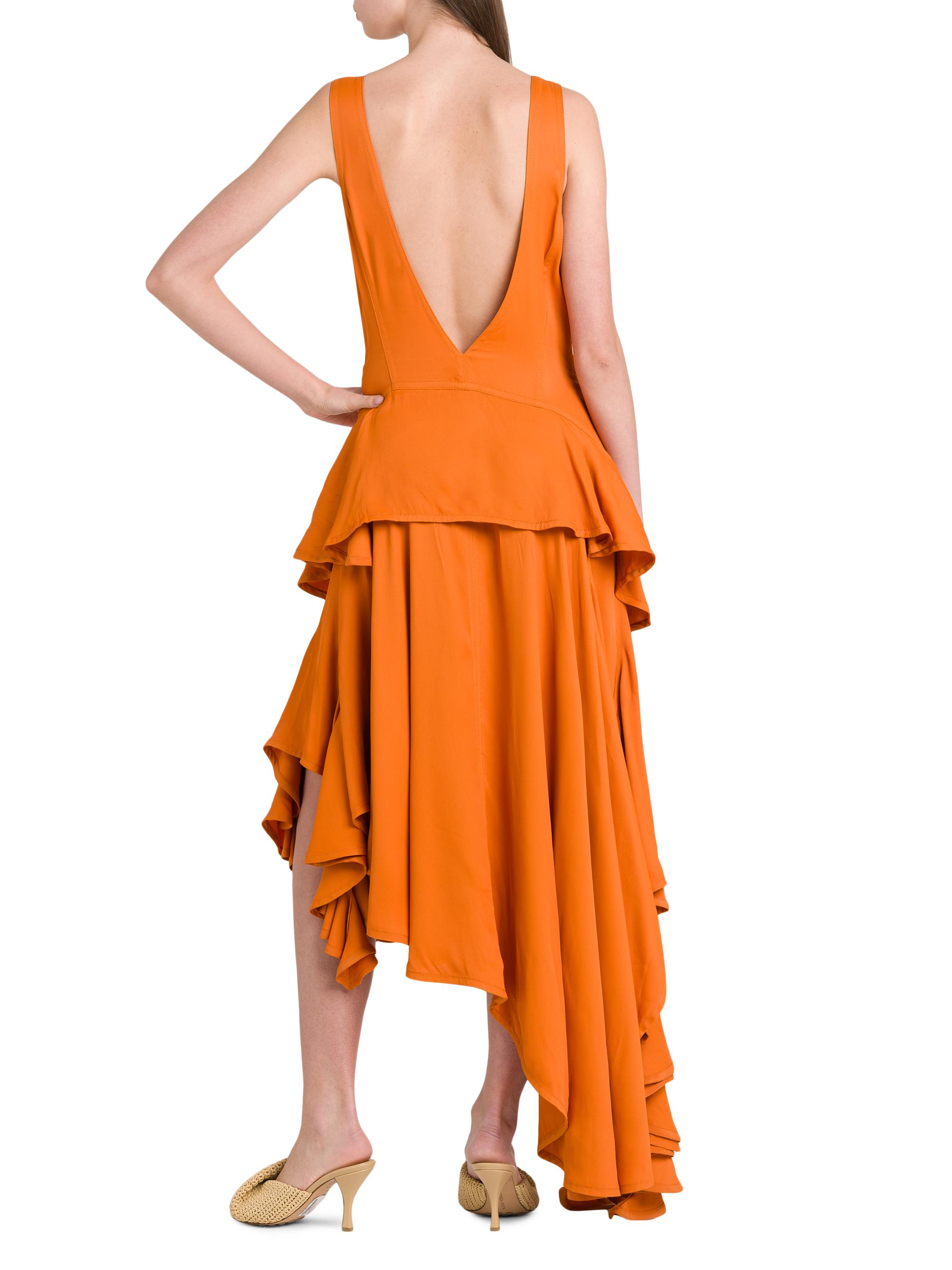 knee length dresses for ladies Mateo Khaki Off-Shoulder Asymmetrical Midi Dress, S / Brown main image 1