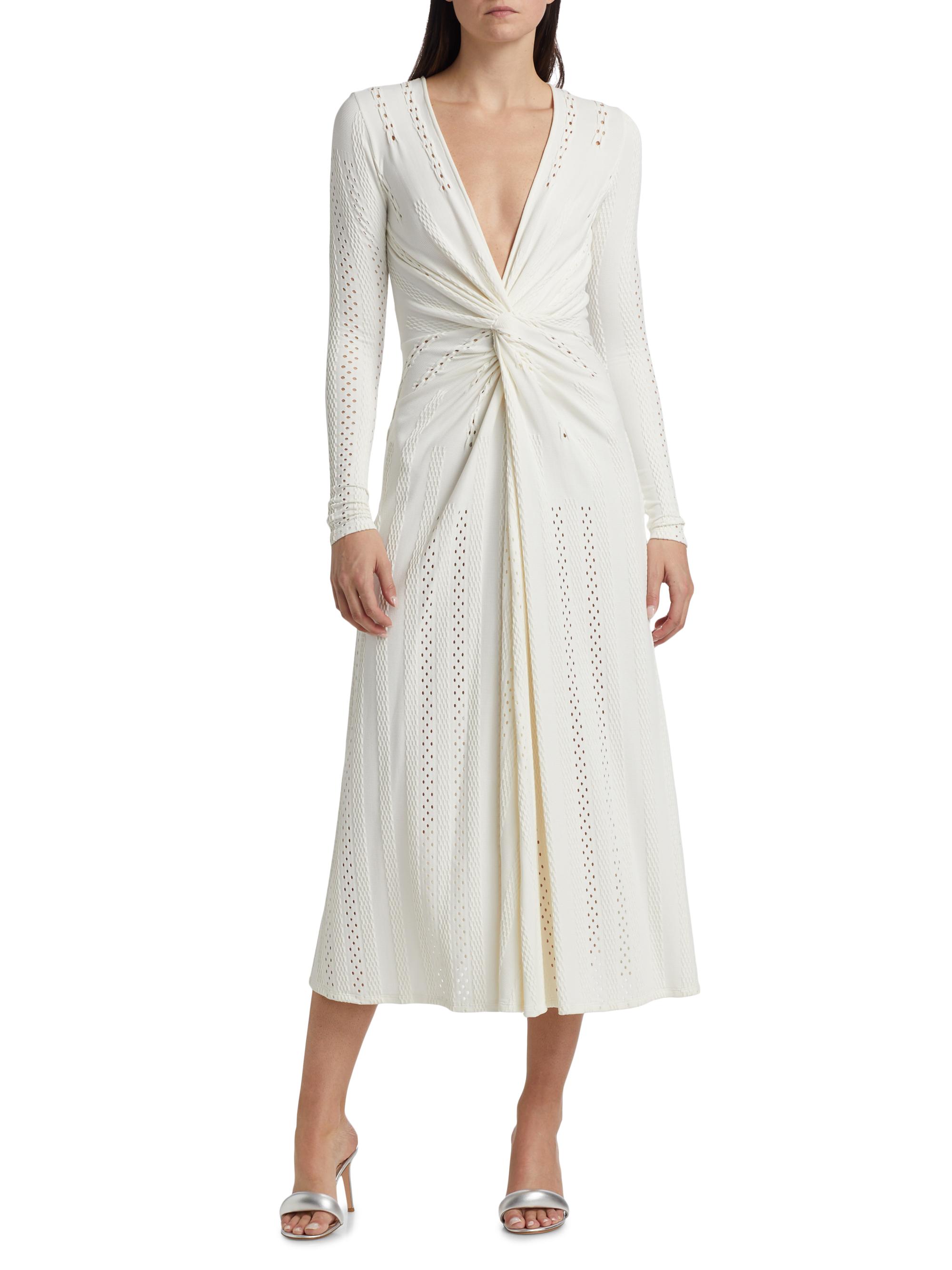 Prabal Gurung Eyelet Twist-Front Midi-Dress | Saks Fifth Avenue