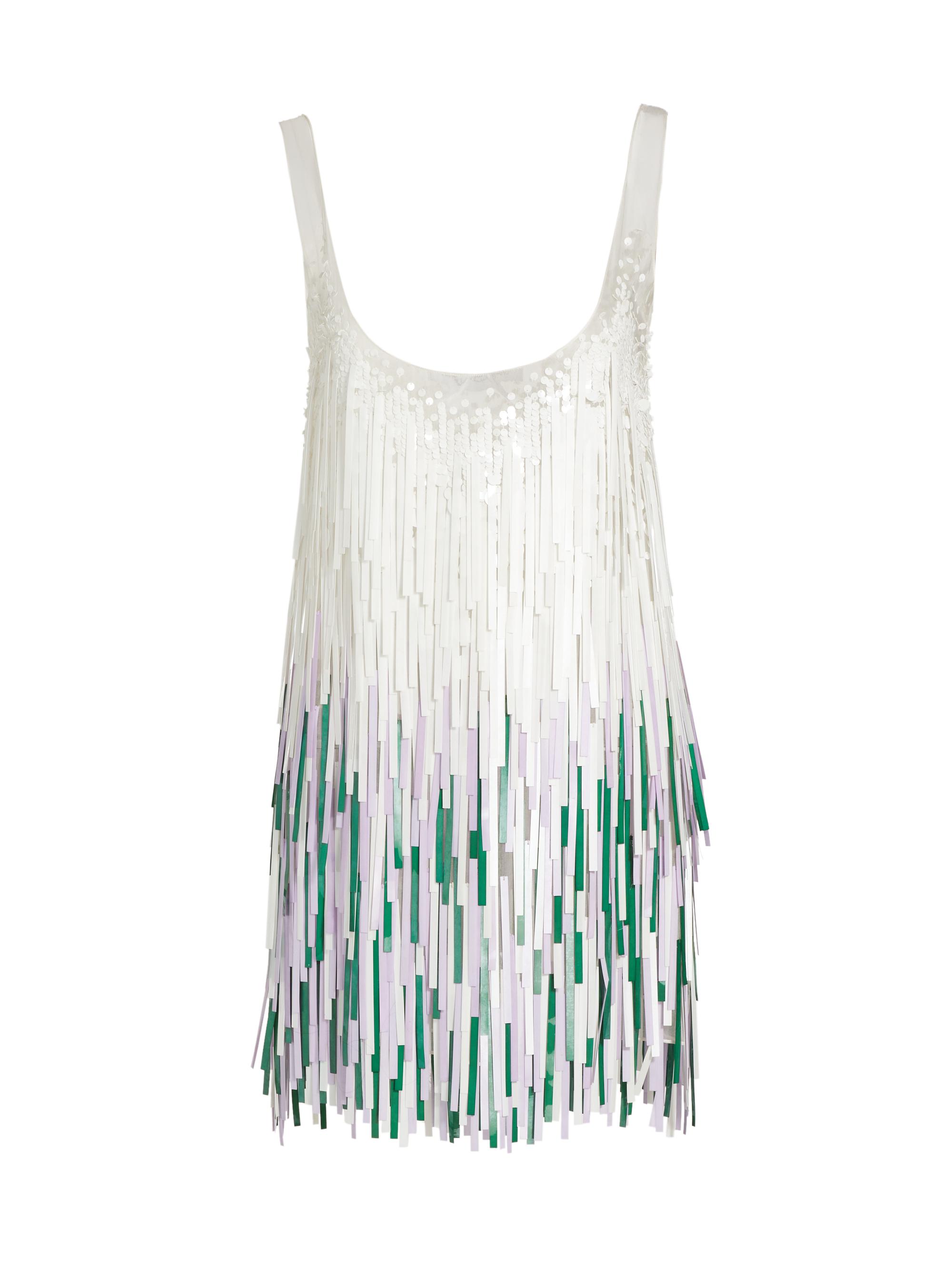 Prabal Gurung Women's Fringe Tank Minidress - White Blue