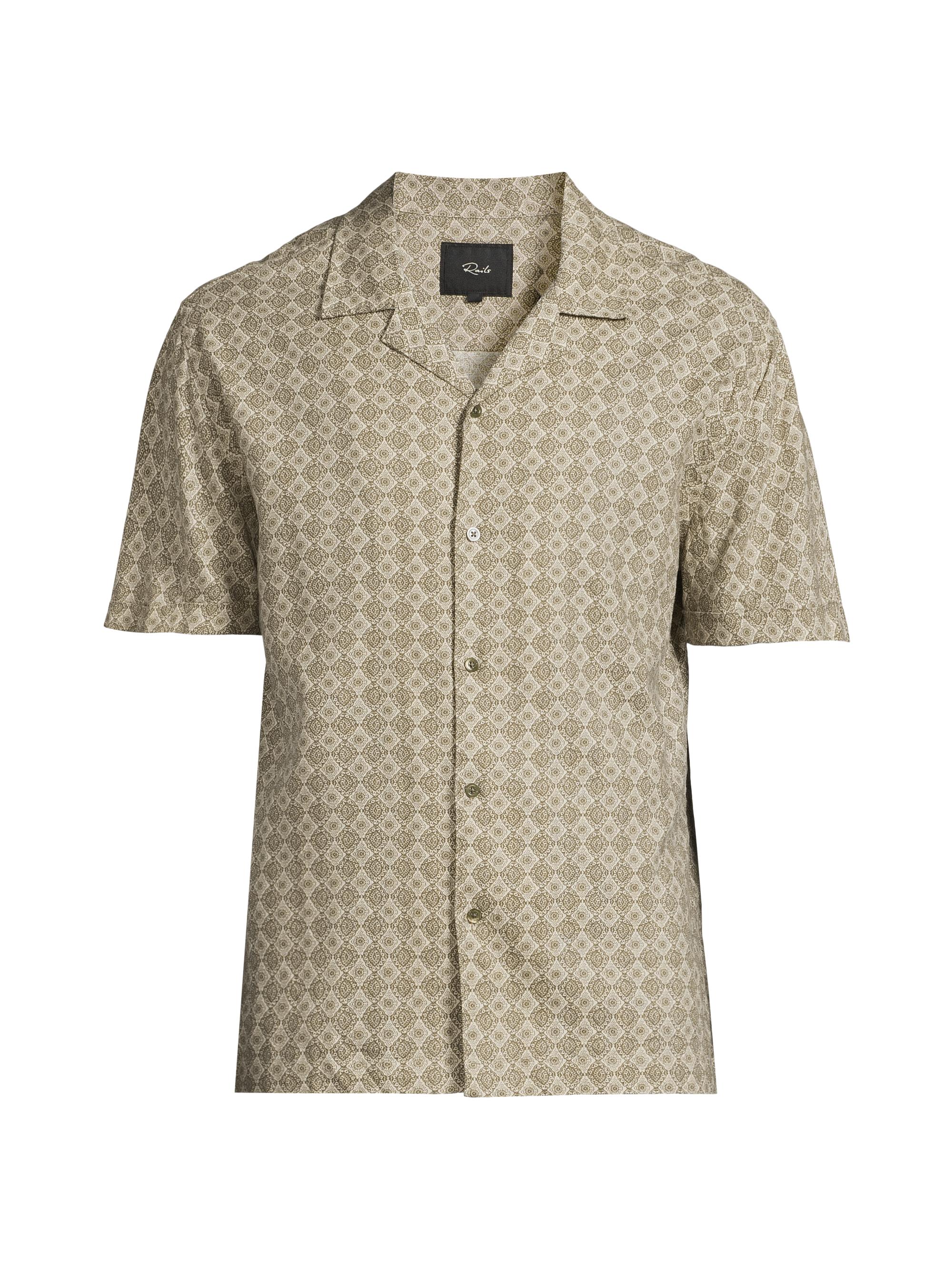 Rails Men's Atlas Linen-Blend Camp Shirt - Diamond Oat Olive