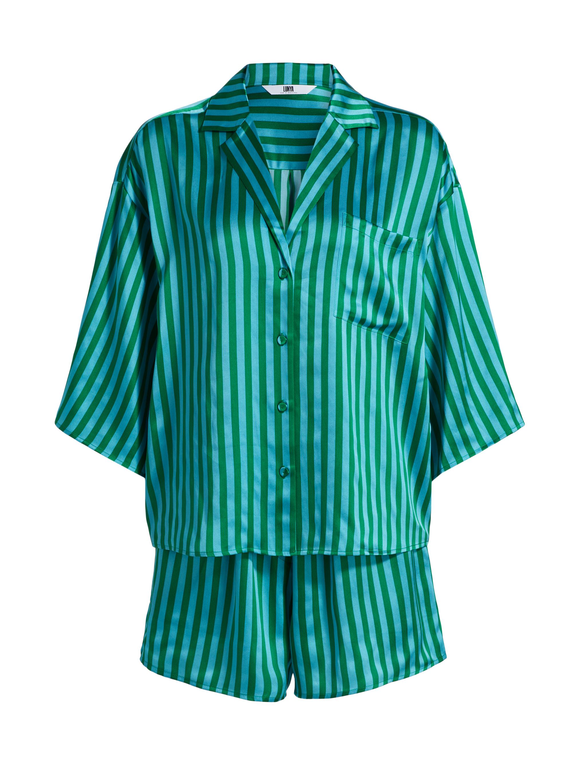 Lunya Women's Washable Silk Striped Pajamas - Halcyon Stripe