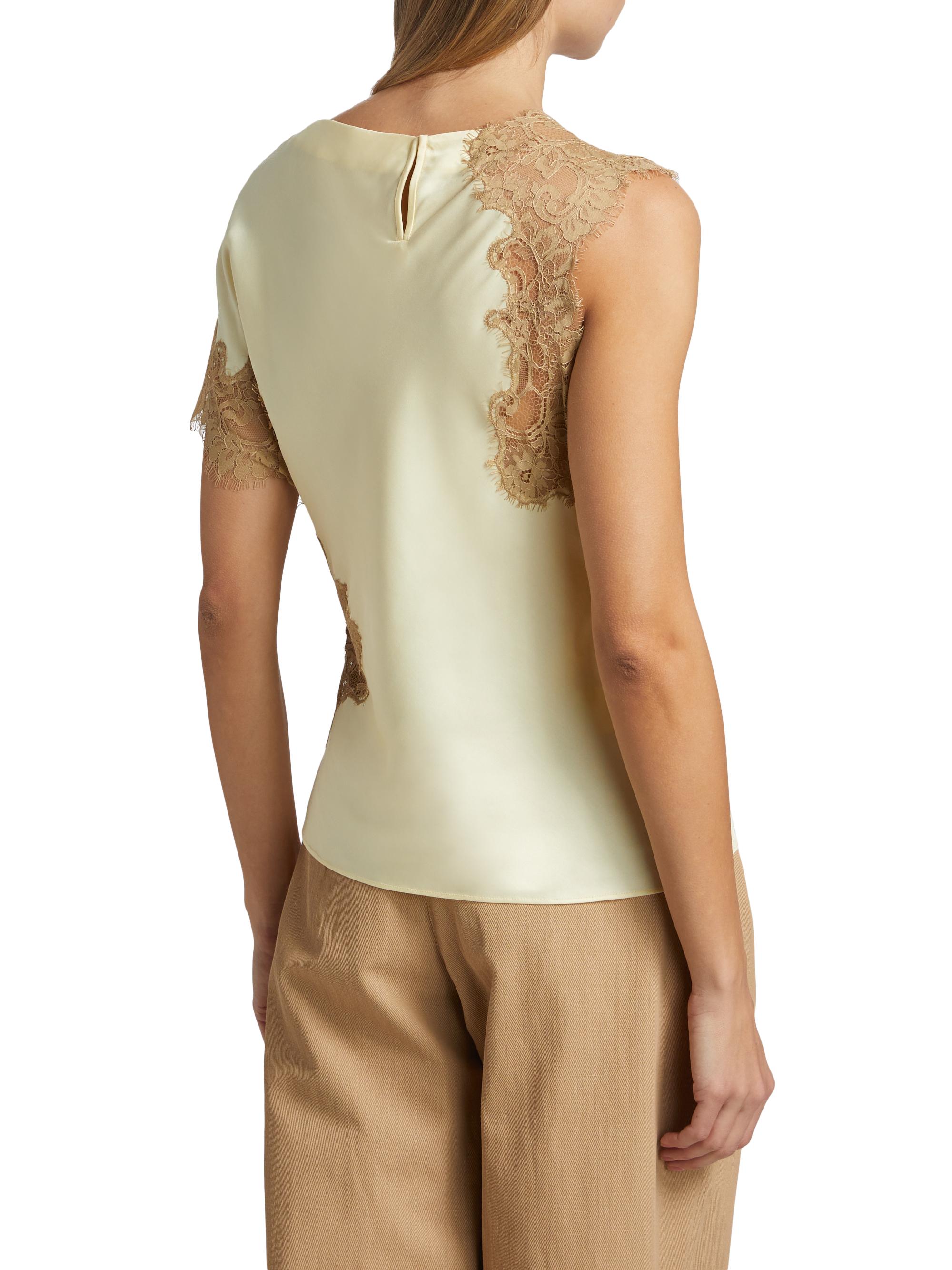 A.L.C. Alessia Satin & Lace Top | Saks Fifth Avenue