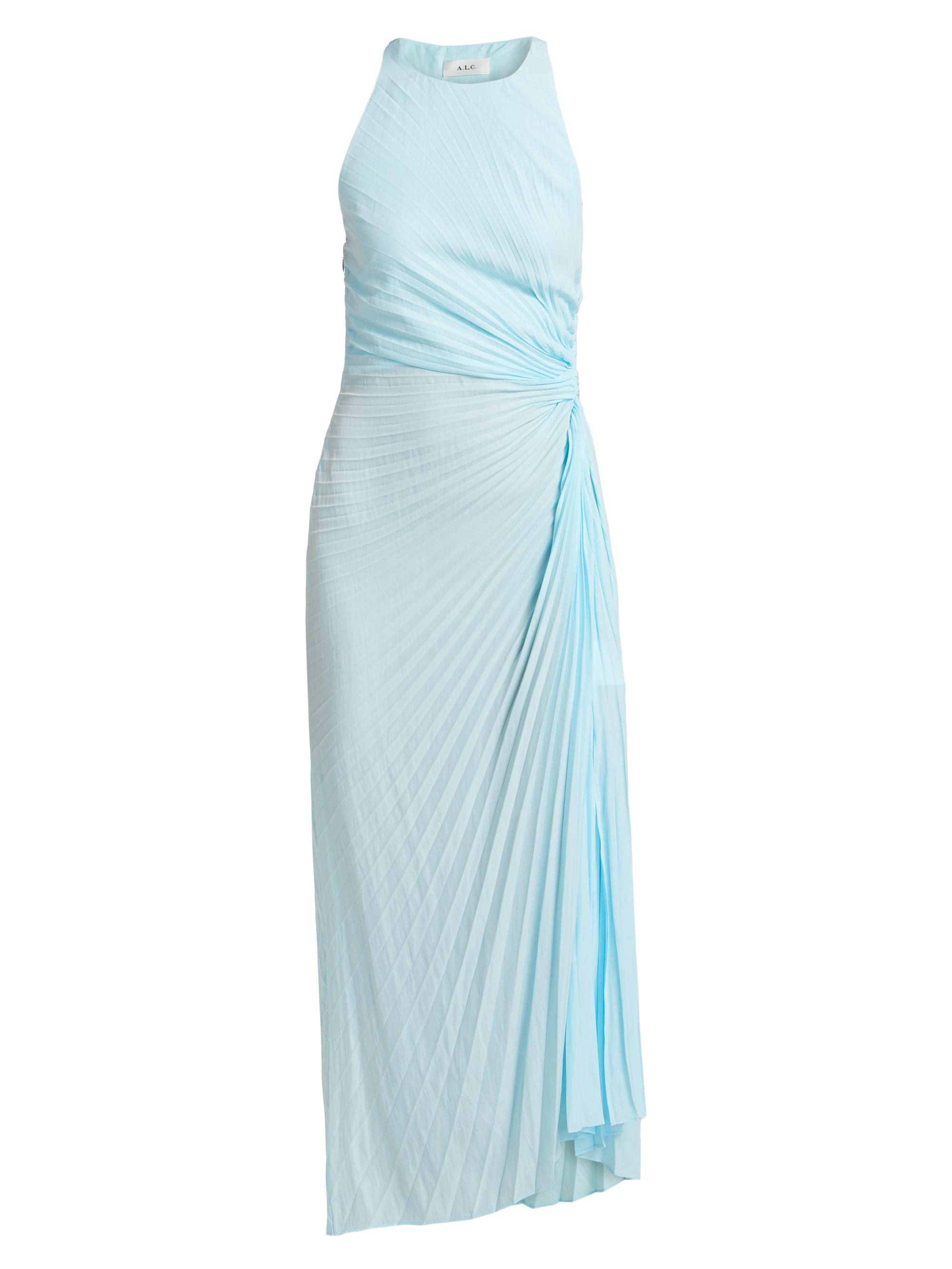 strapless open back dress Strawberry Pink Abstract Print Pleated Flounce Sleeve Maxi Dress –  TwinkleFix.com main image 1