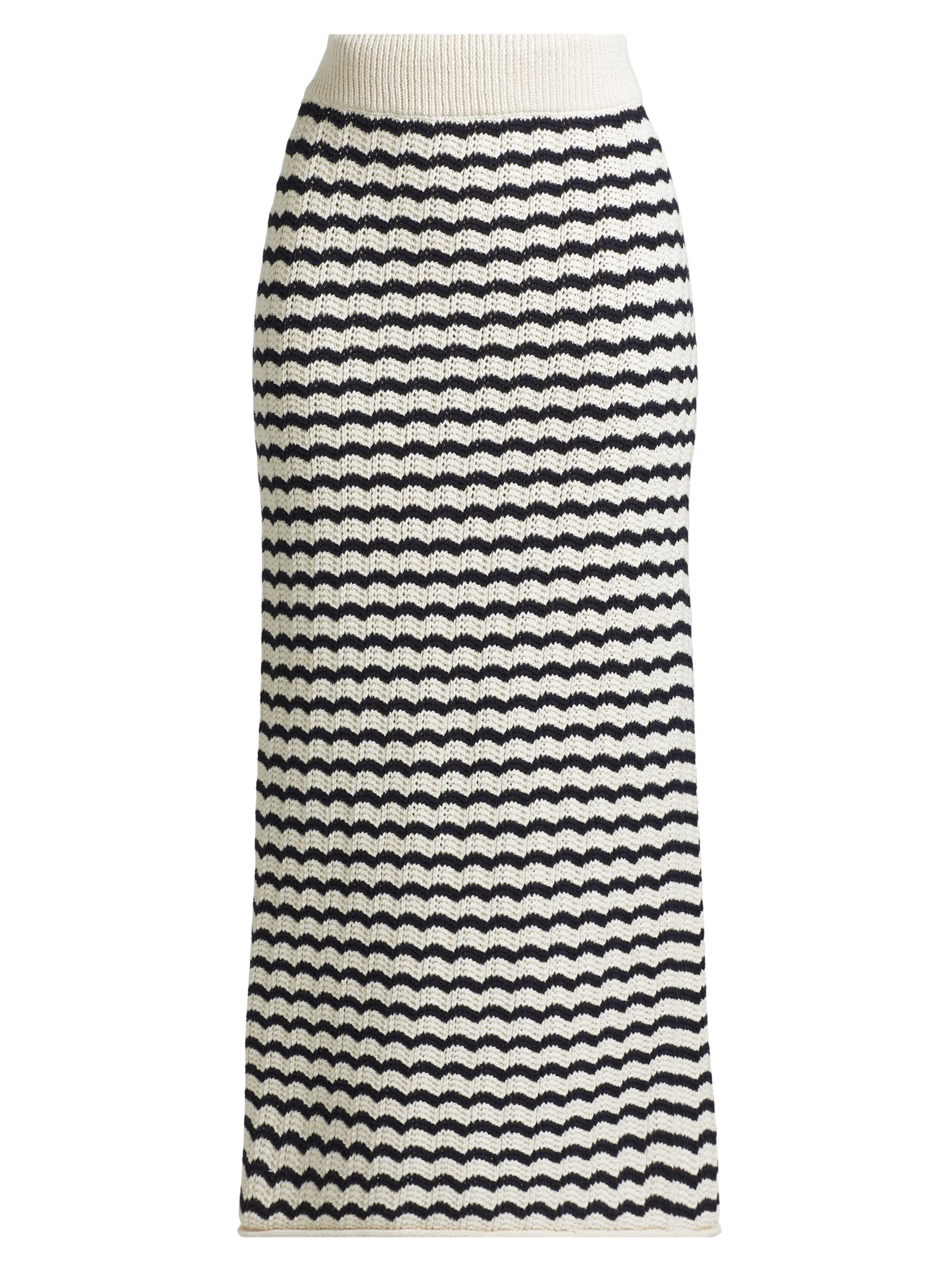 A.L.C. Women's Alexis Striped Crochet Midi-Skirt - Parchment Navy Stripe