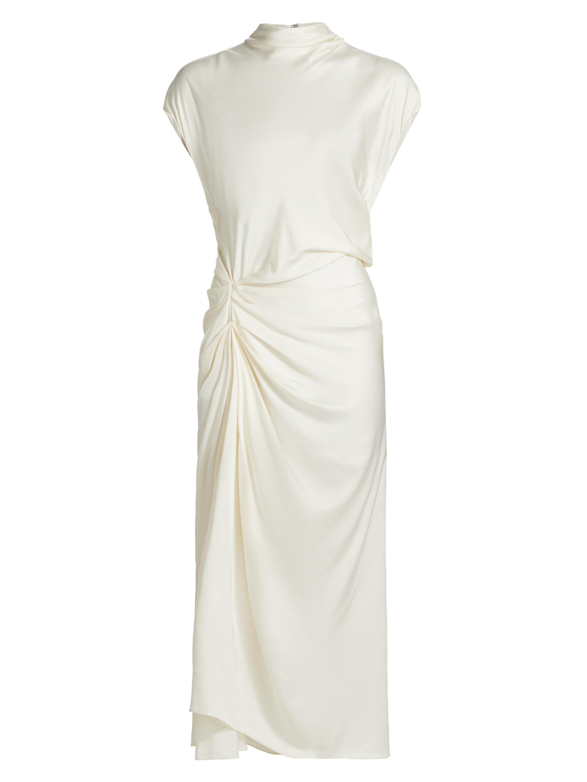Alma Draped Satin Midi Dress Saks Fifth Avenue