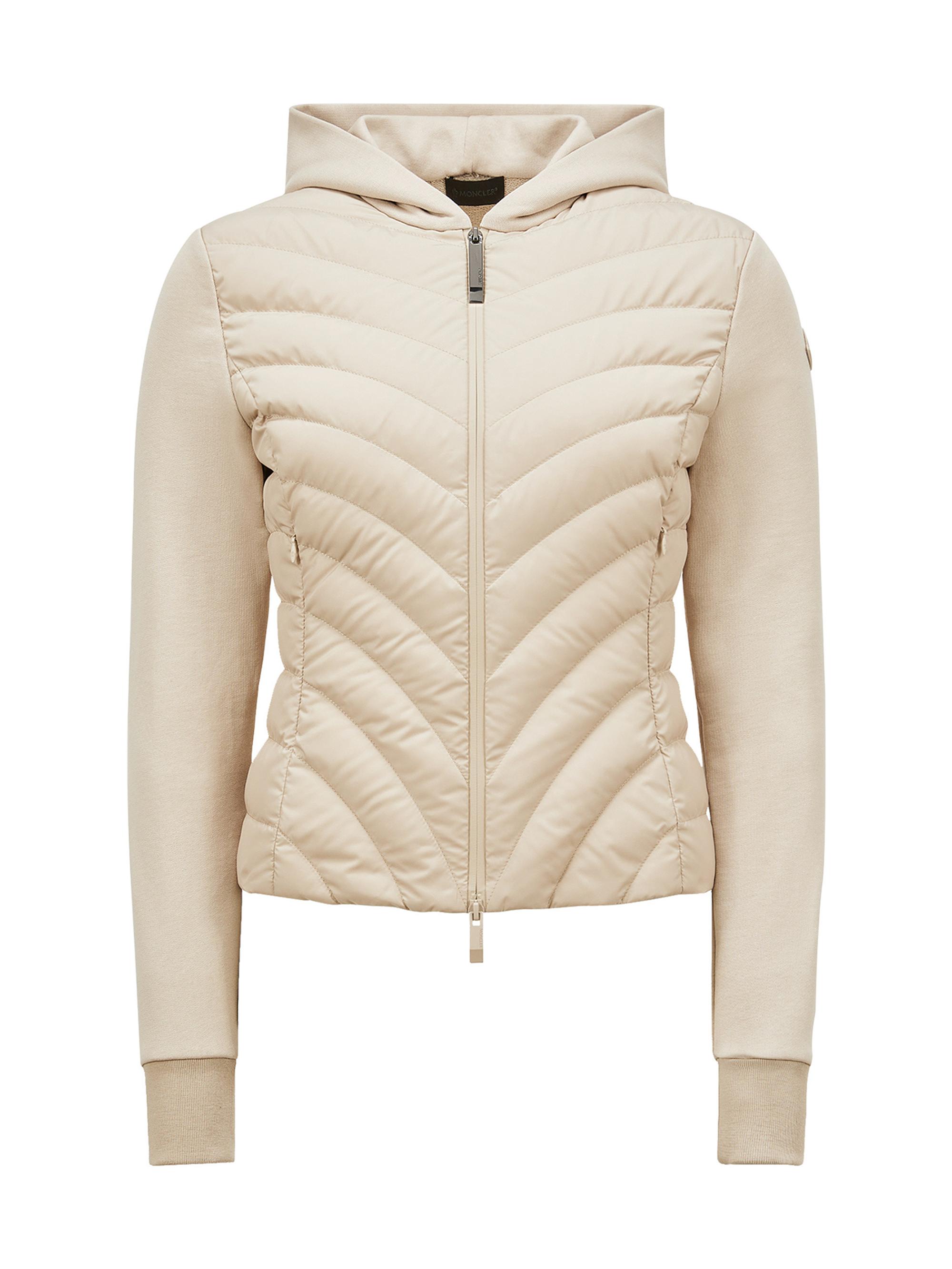 Moncler Women's Down-Filled Hoodie Cardigan in Cotton - Sand Beige