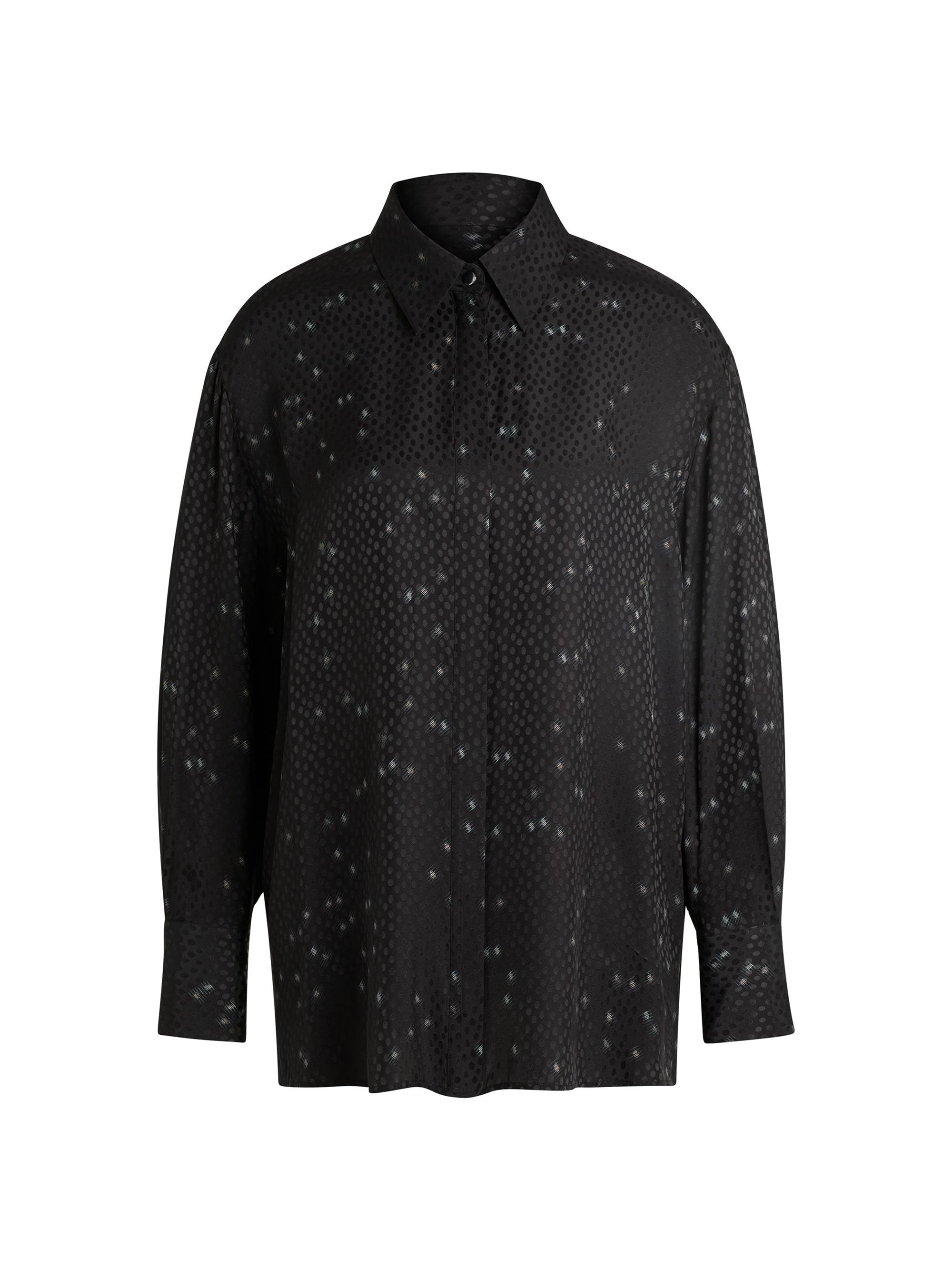 BOSS Women's Loose-Fit Blouse with Print and Dot Jacquard - Patterned Black