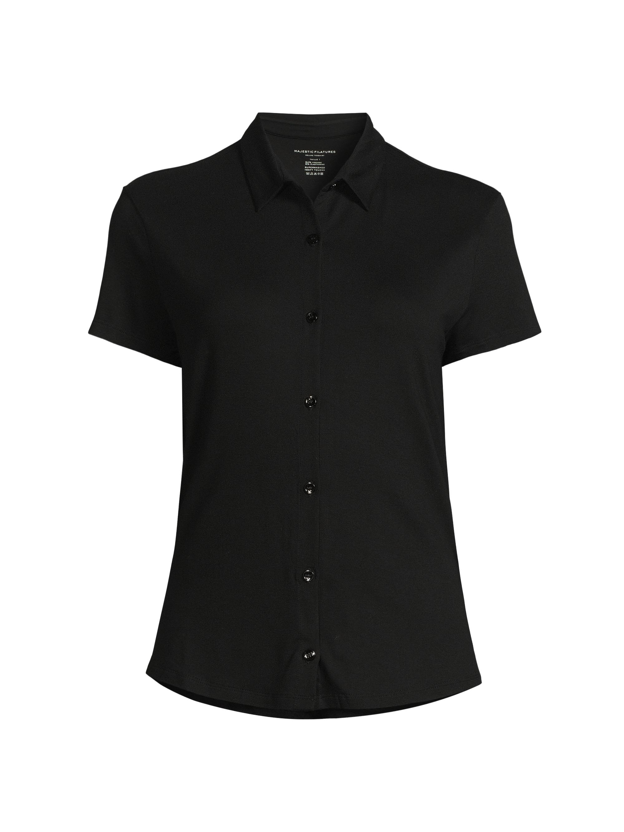 Majestic Filatures Women's Soft Touch Pleated Back Shirt - Noir