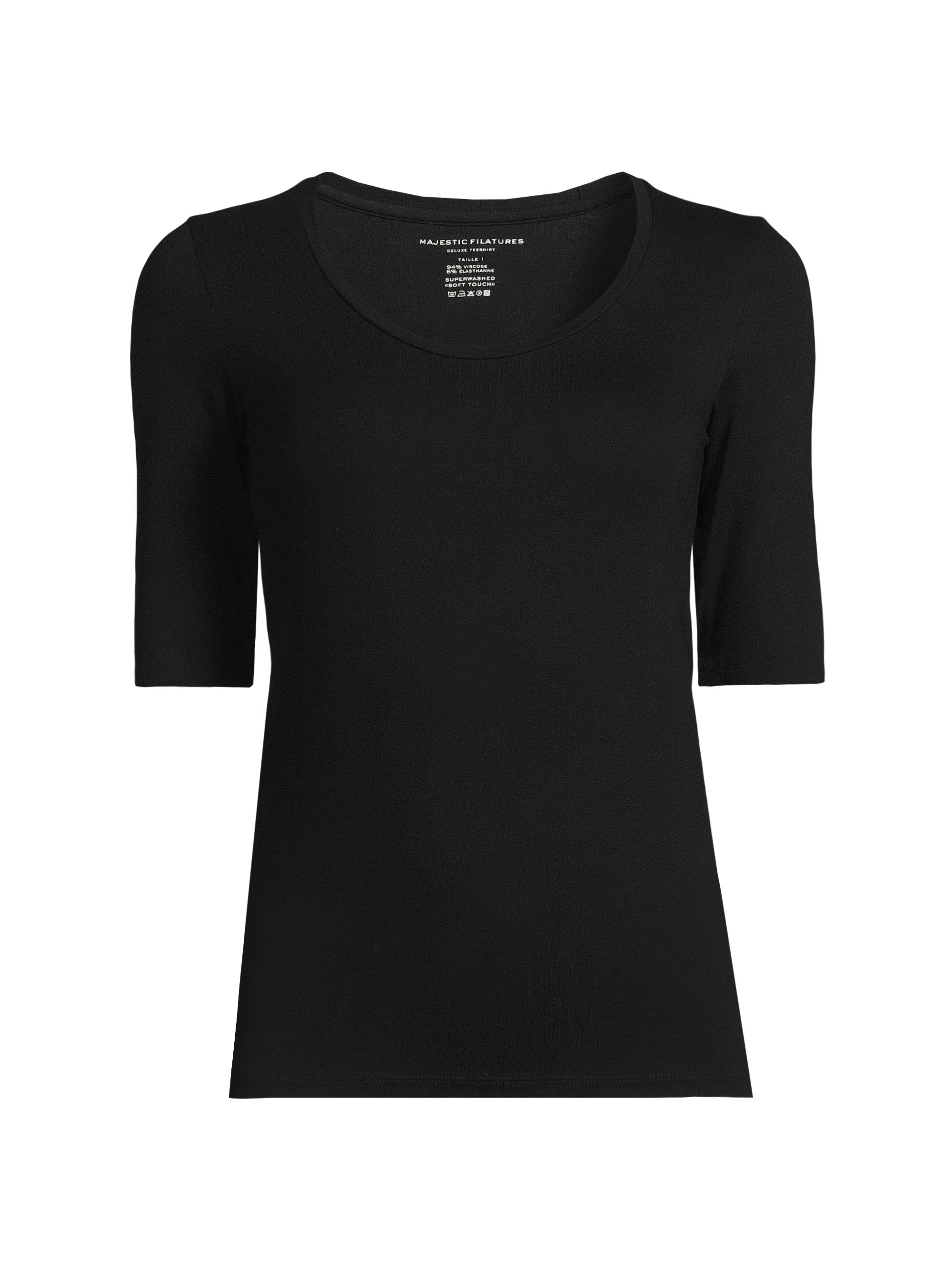 Majestic Filatures Women's Soft Touch Scoopneck Top - Noir