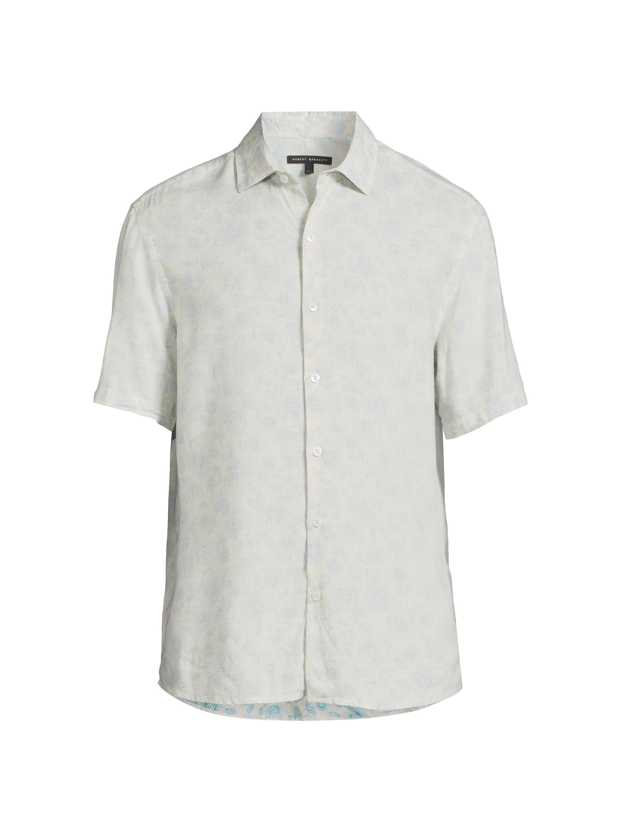 Robert Barakett Men's Merrick Woven Button-Front Shirt - Soft Teal