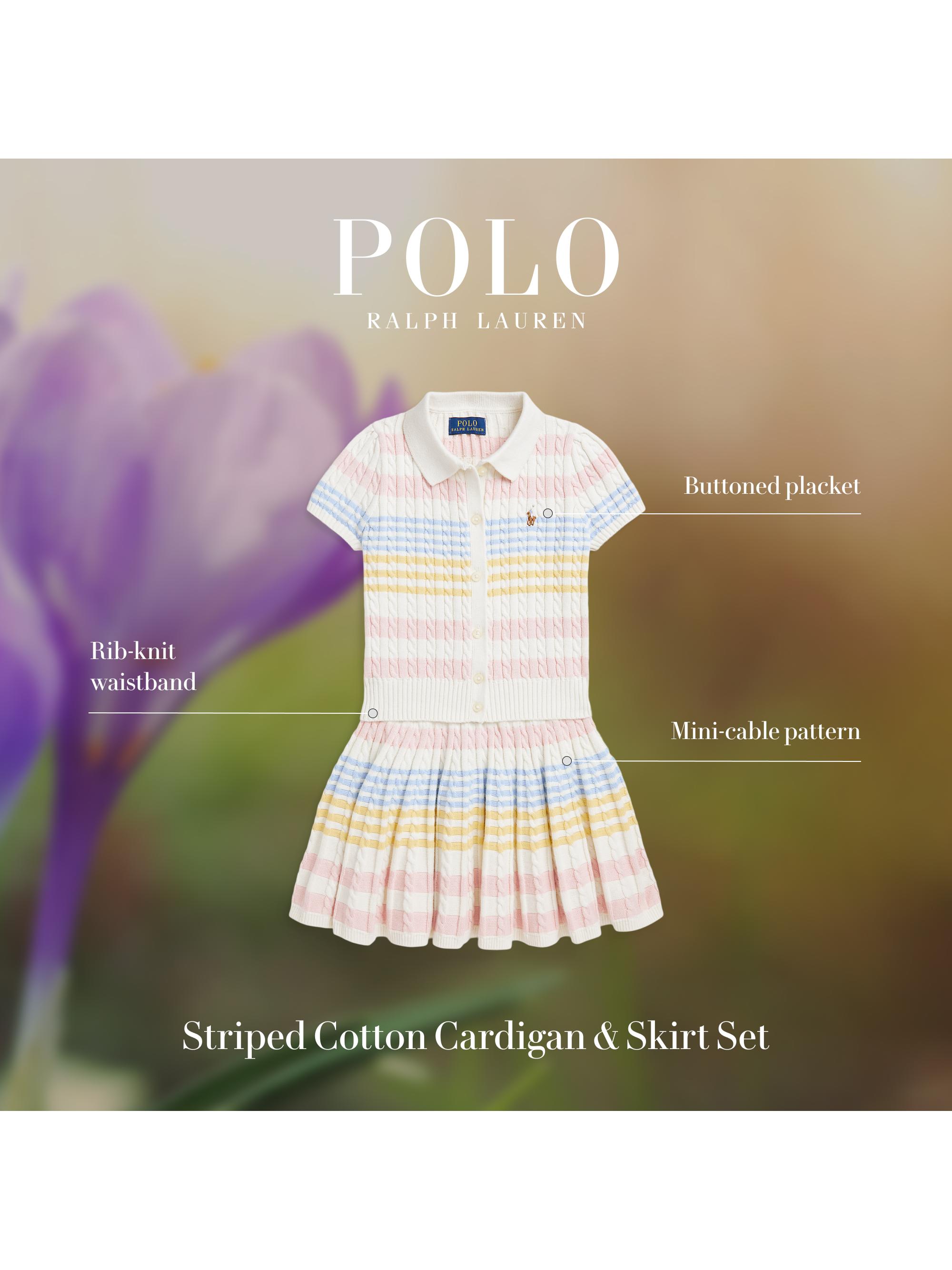 Little Girl's & Girl's 2-Piece Striped Cable-Knit Cardigan & Skirt Set