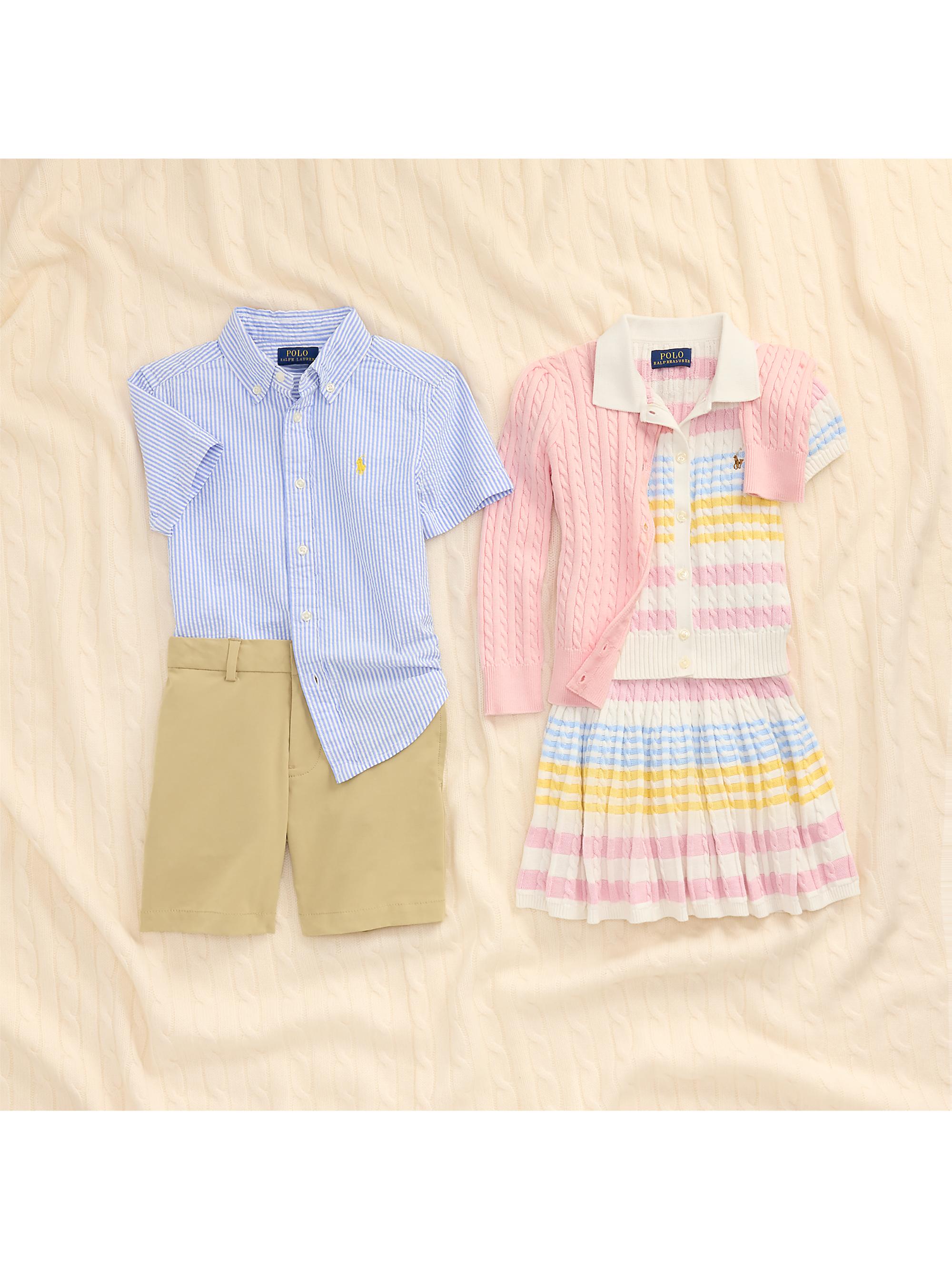 Little Girl's & Girl's 2-Piece Striped Cable-Knit Cardigan & Skirt Set