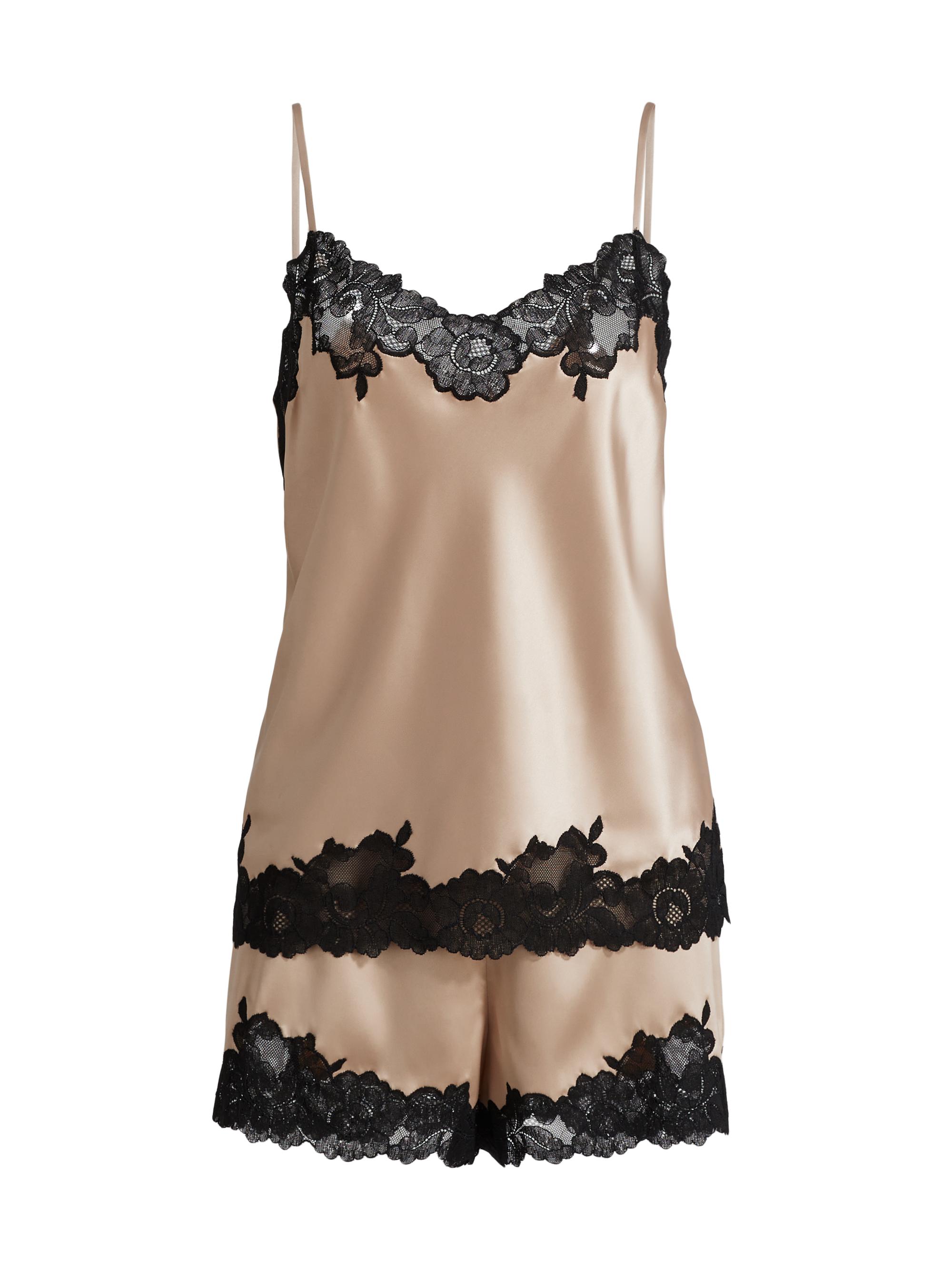 Natori Women's Peony Glamour Satin Pajamas - Cafe