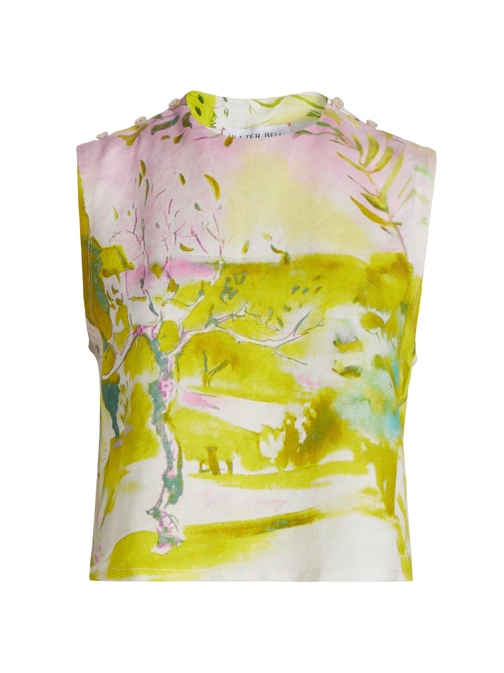 Hunter Bell Women's Manning Abstract Linen-Blend Top - Ethereal Garden