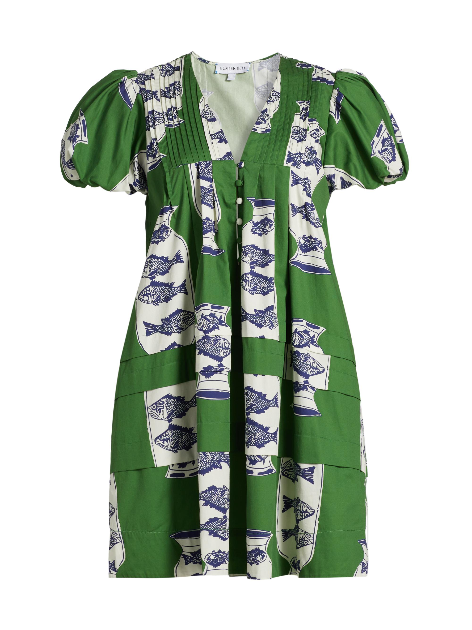 Hunter Bell Women's Wilkies Fish-Print Cotton Minidress - Herring Green