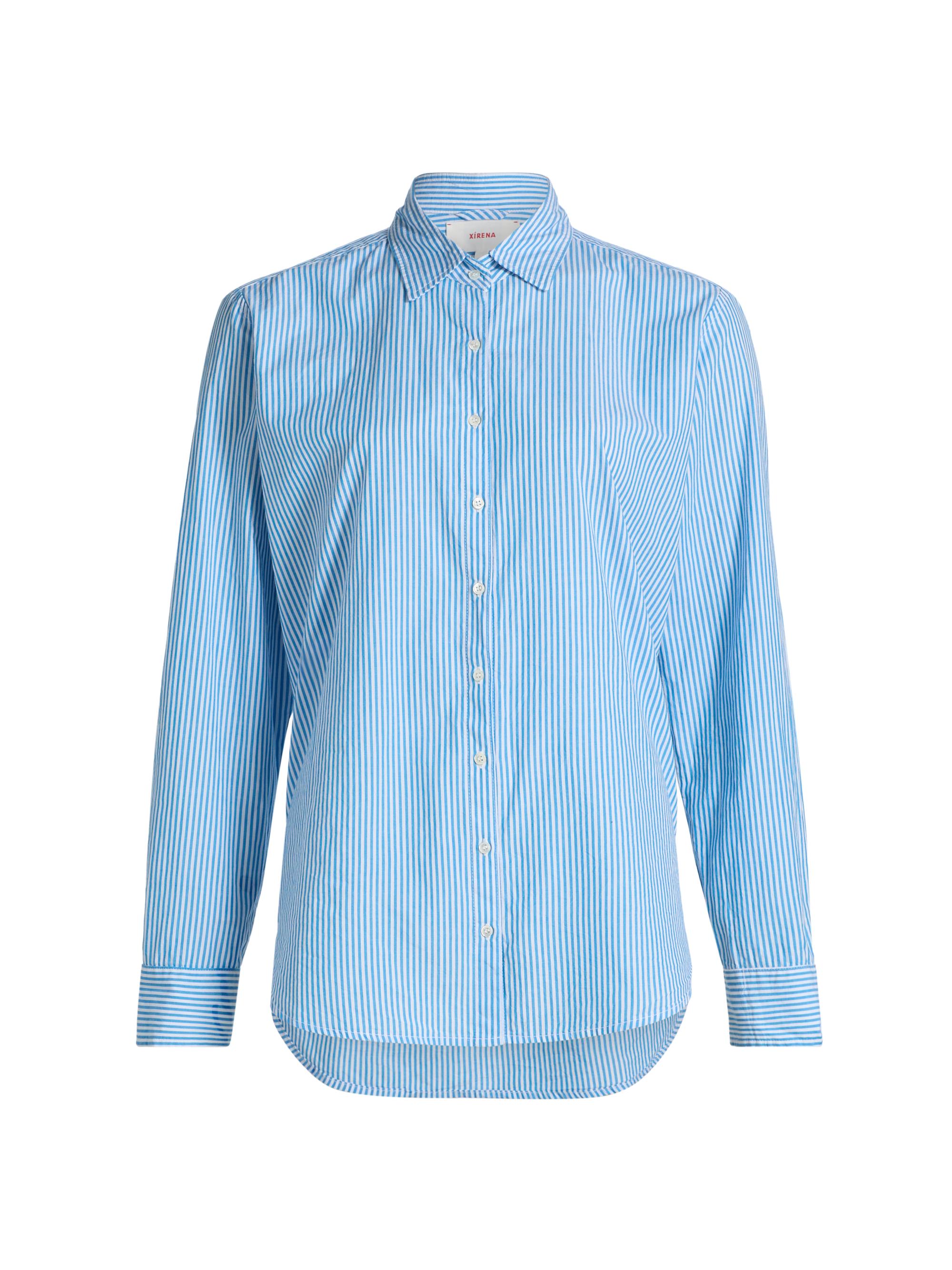 XÍRENA Women's Beau Cotton Striped Shirt - Myrtle Blue