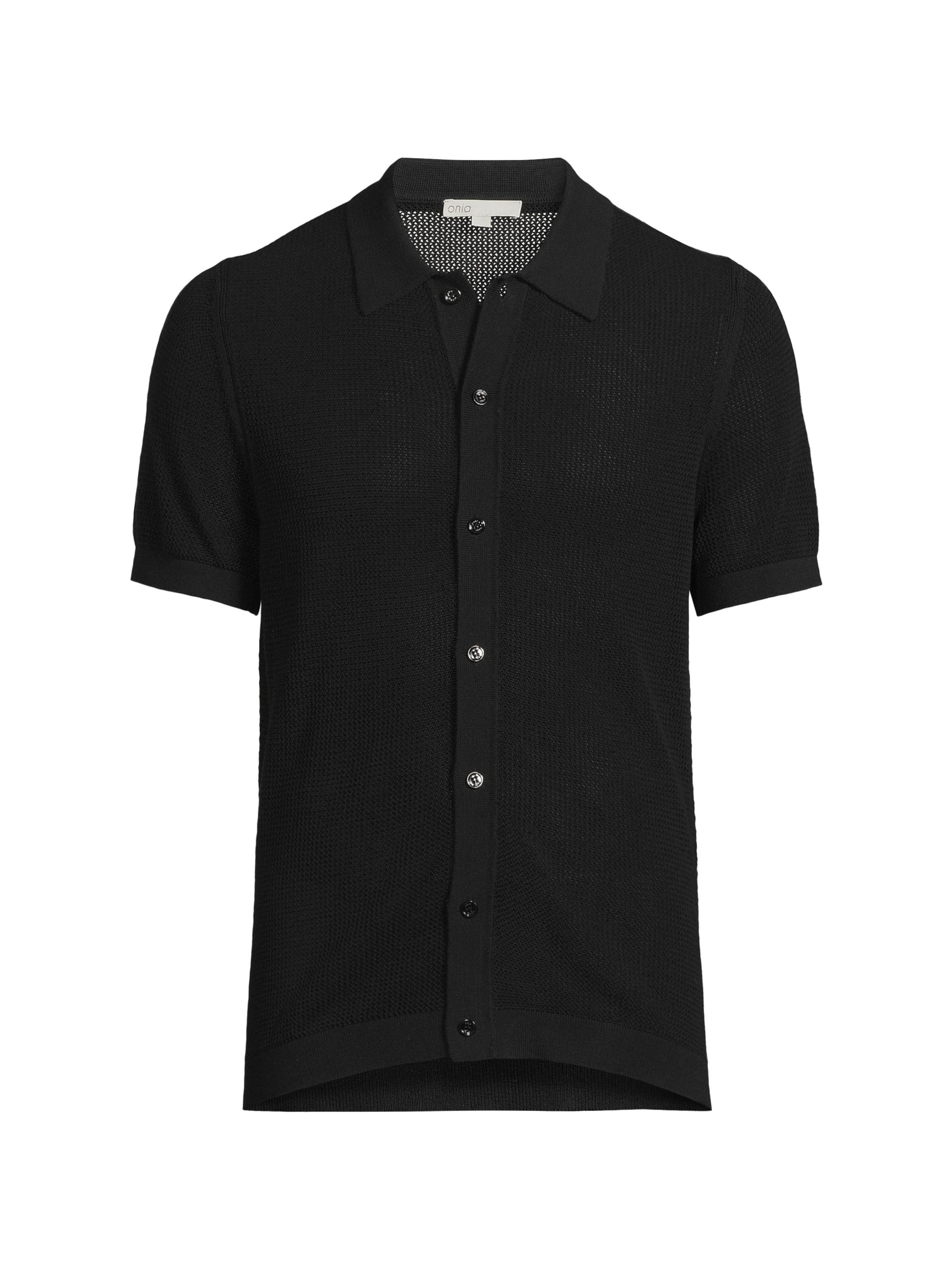 Onia Men's Crochet Cotton Shirt - Black