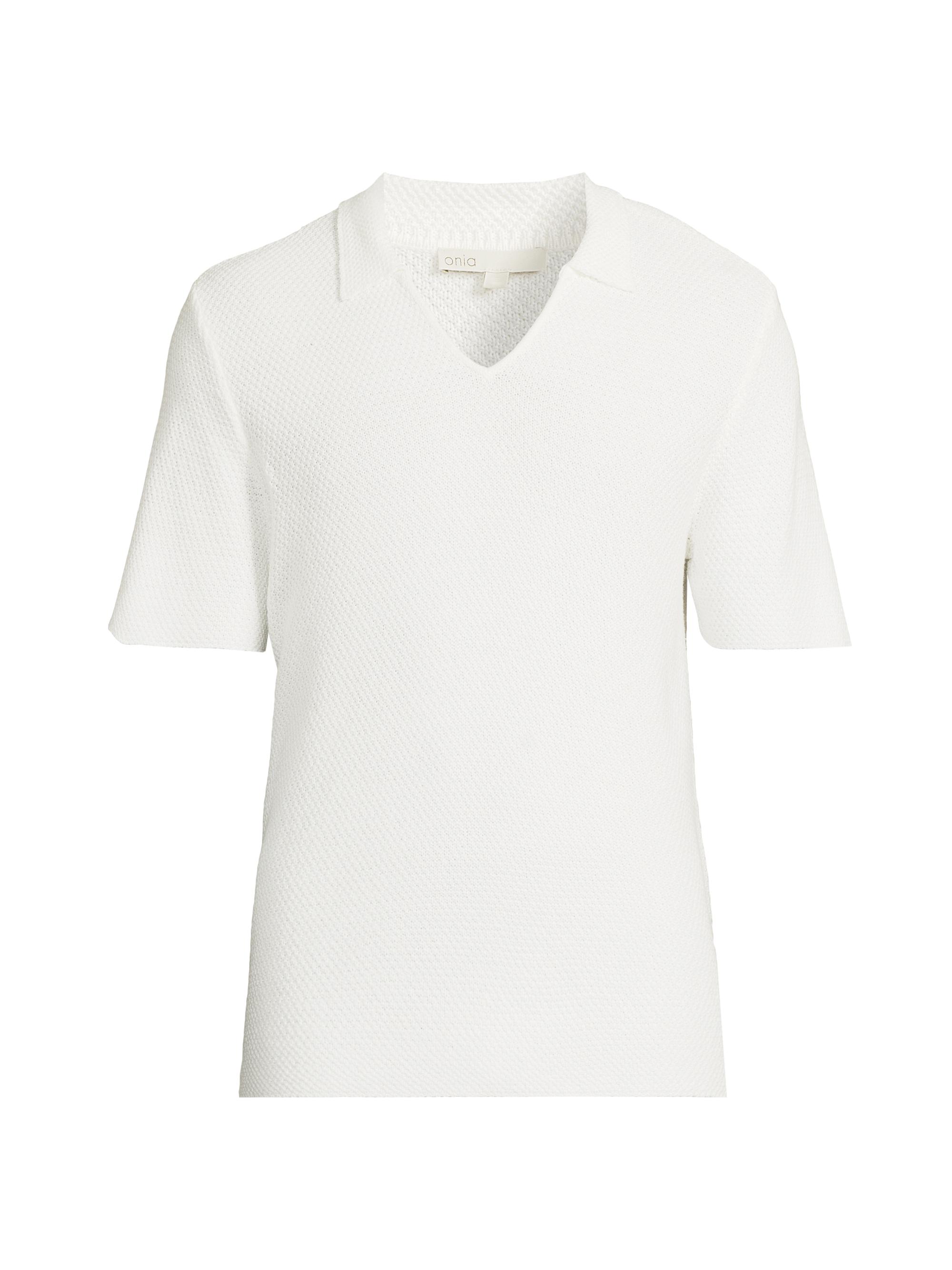 Onia Men's Crochet Johnny Collar Polo Shirt - White