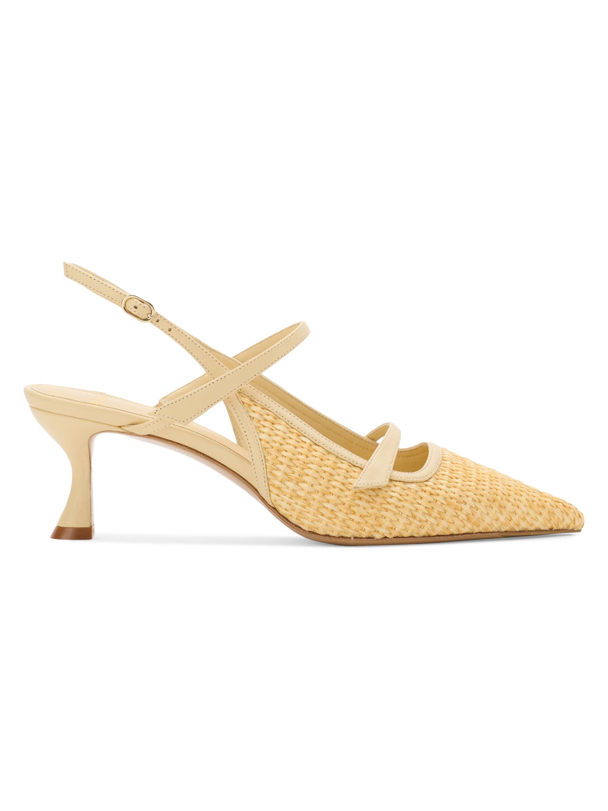 Alexandre Birman Women's Tita Flat 60MM Raffia Slingback Pumps - Creamy