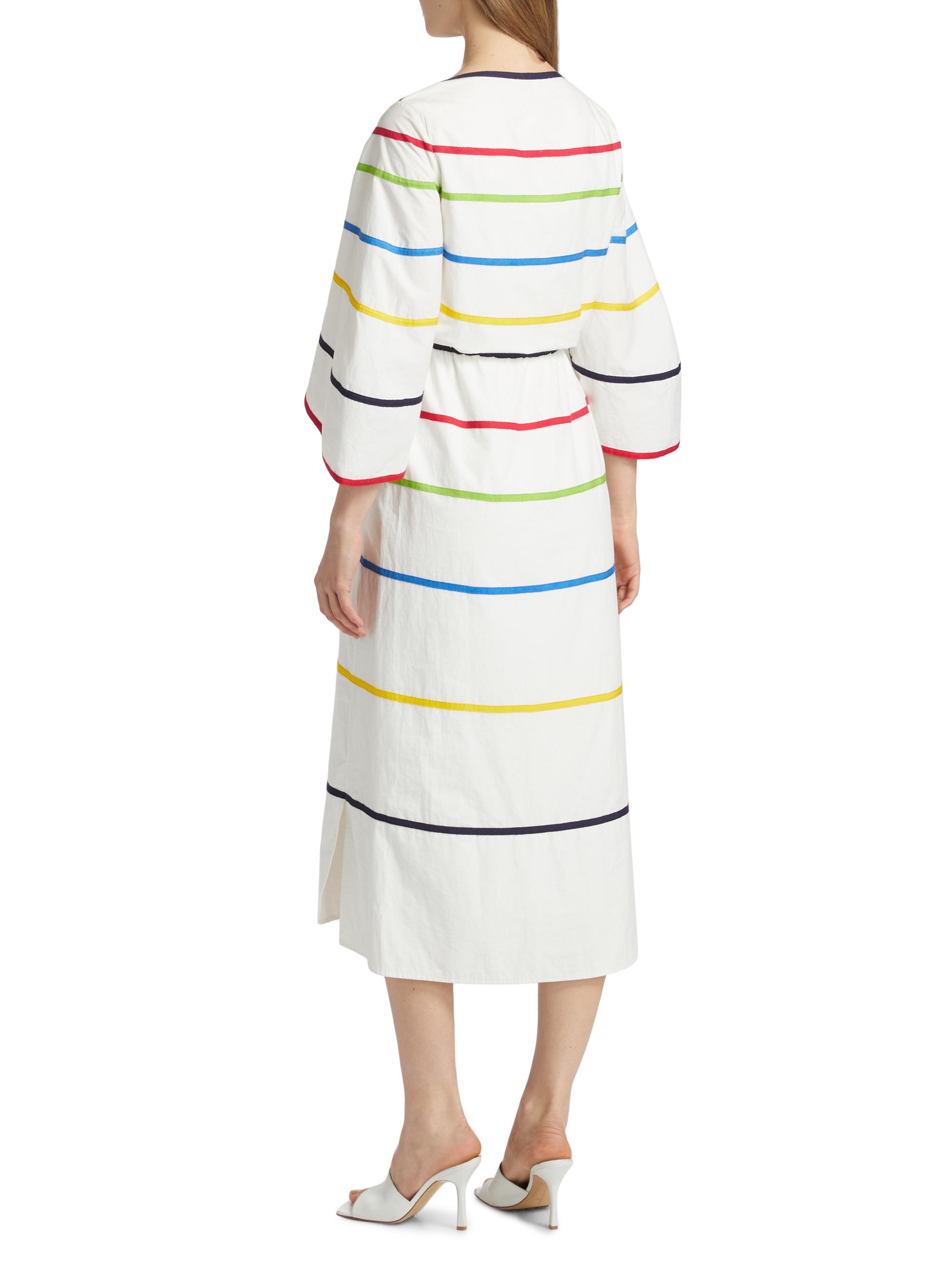 rosie assoulin golden afternoon striped linen midi dress Rosie Assoulin Golden Afternoon Striped Linen Midi Dress in Brown