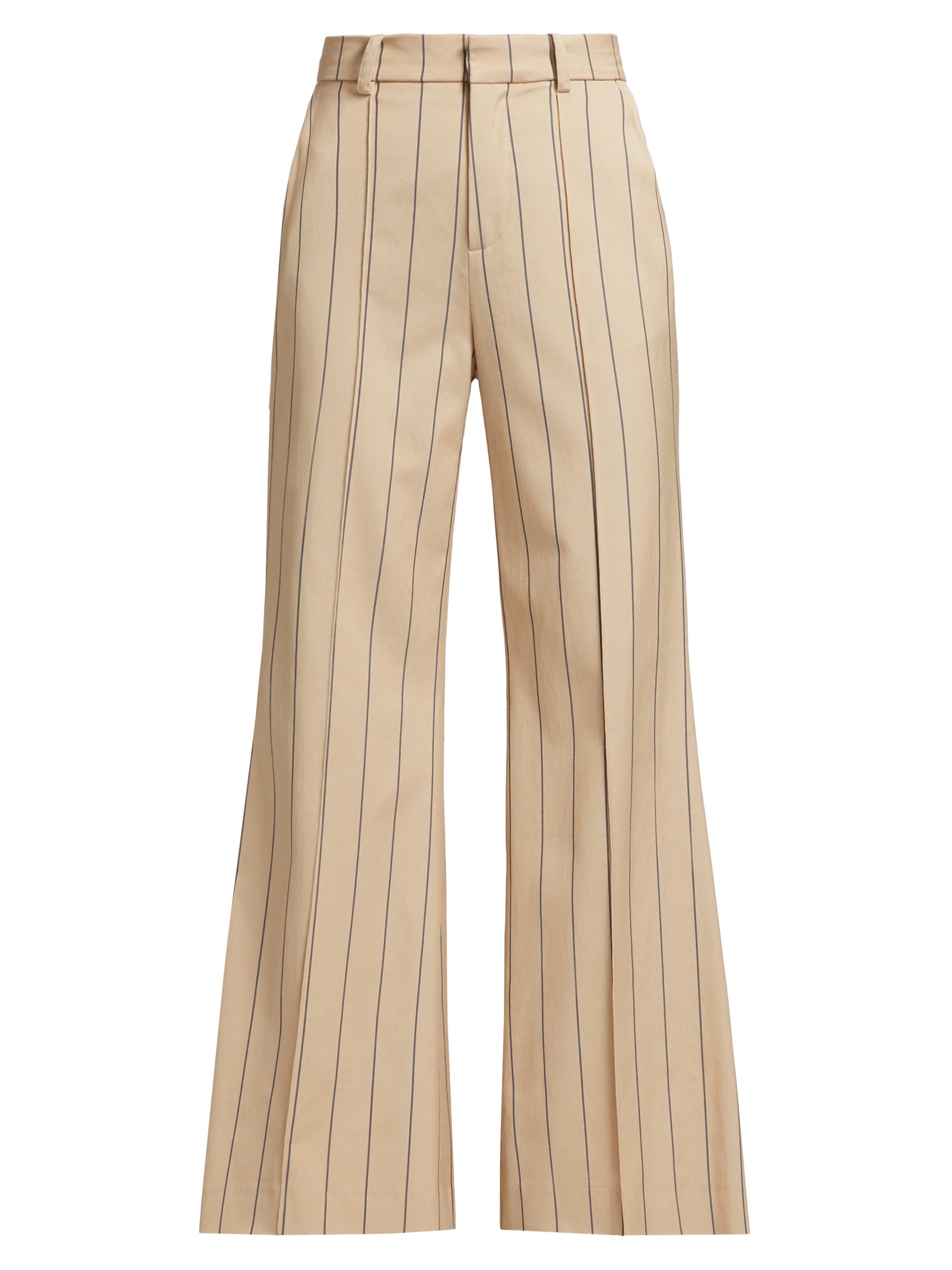 Rosie Assoulin Women's Striped Stretch-Cotton-Blend Mid-Rise Flared Pants - Cappuccino