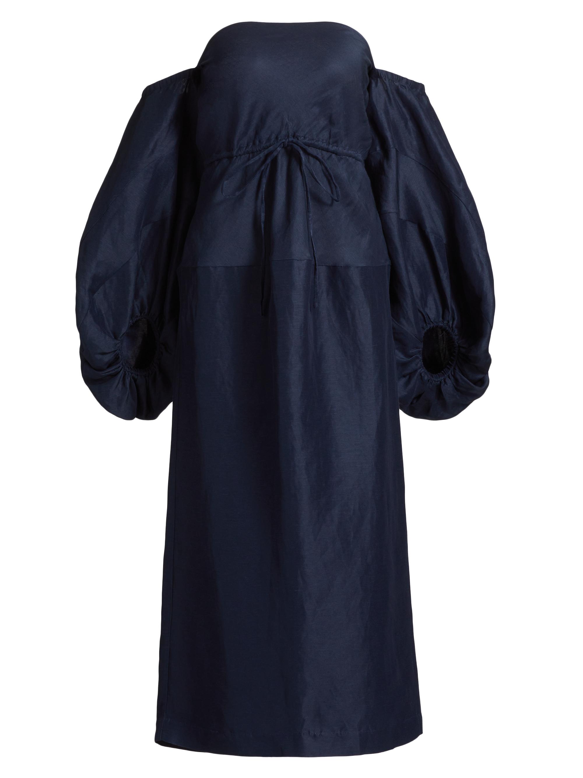 Rosie Assoulin Women's Off-The-Shoulder Balloon-Sleeve Midi-Dress - Navy