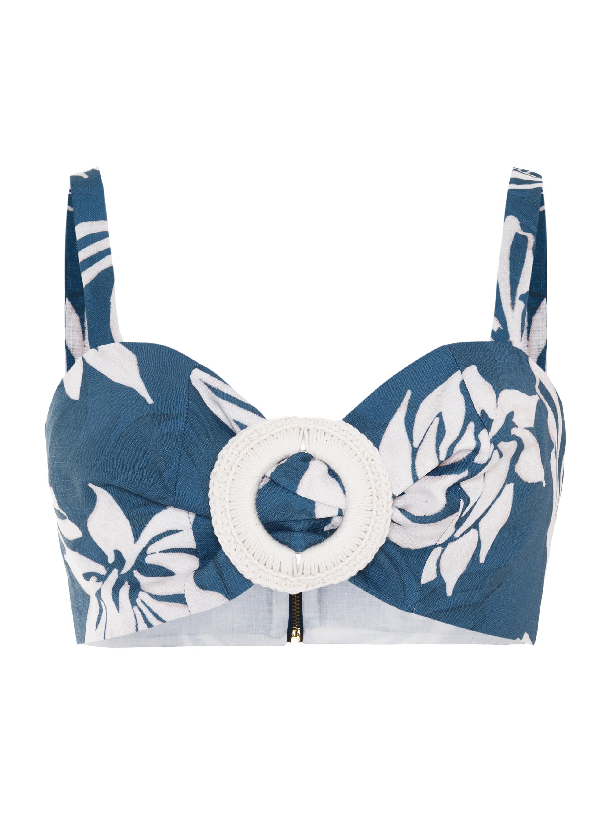 PatBO Women's Artichoke Bralette Top - Dark Blue