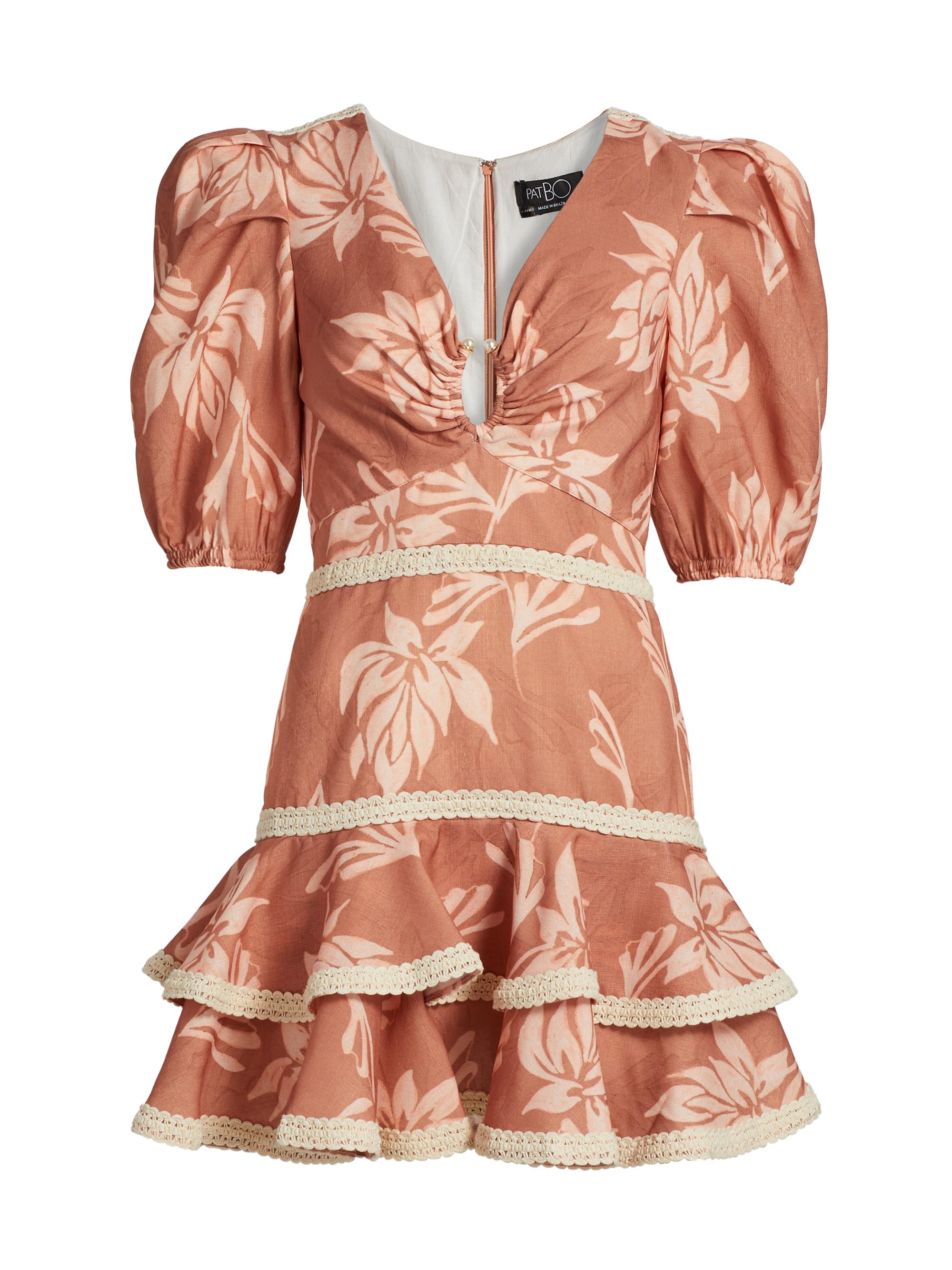 PatBO Women's Artichoke Puff-Sleeve Minidress - Beige