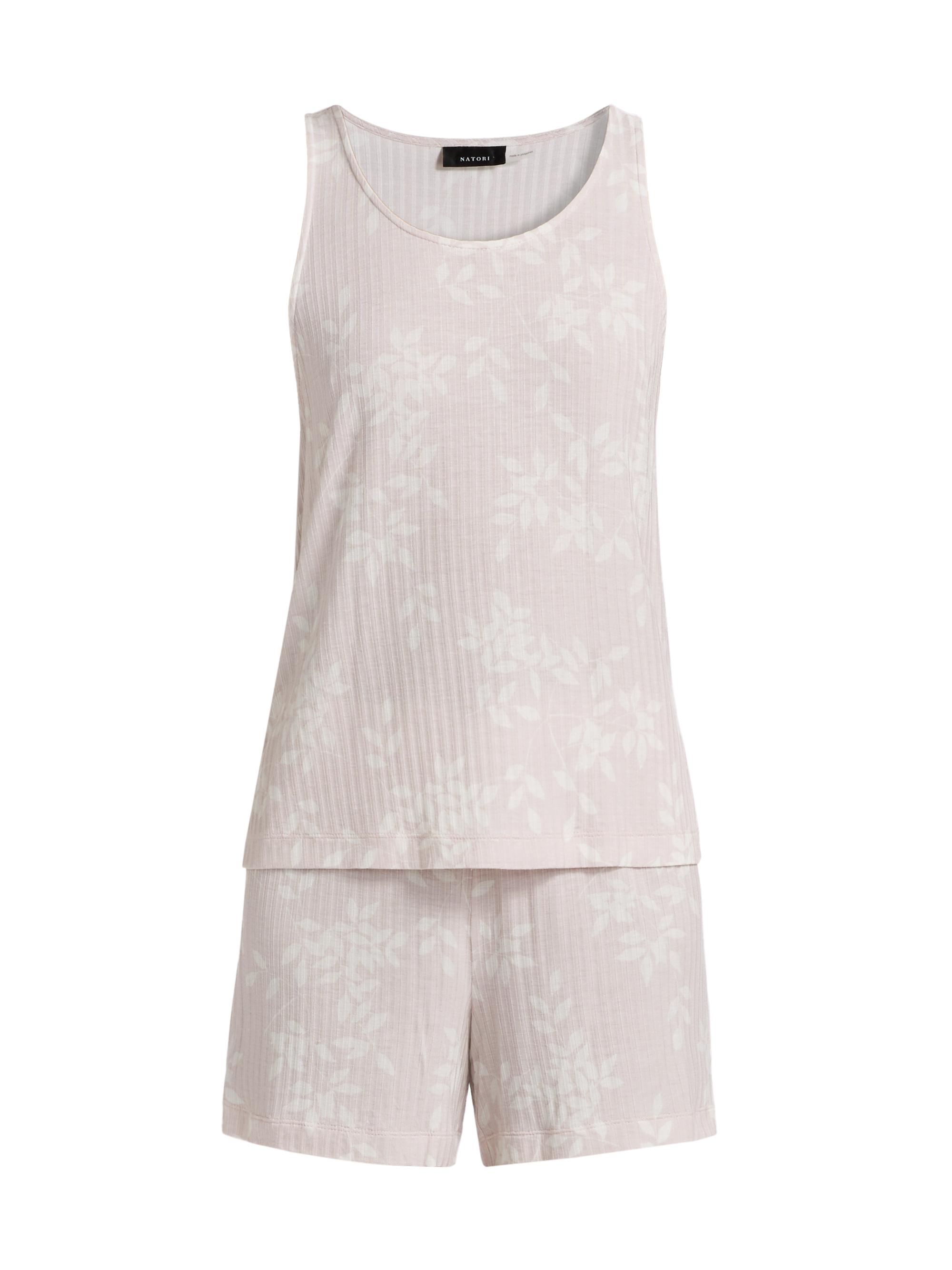 Natori EDIT Women's Aria Floral Rib-Knit Jersey Short Pajamas - Shell Pink