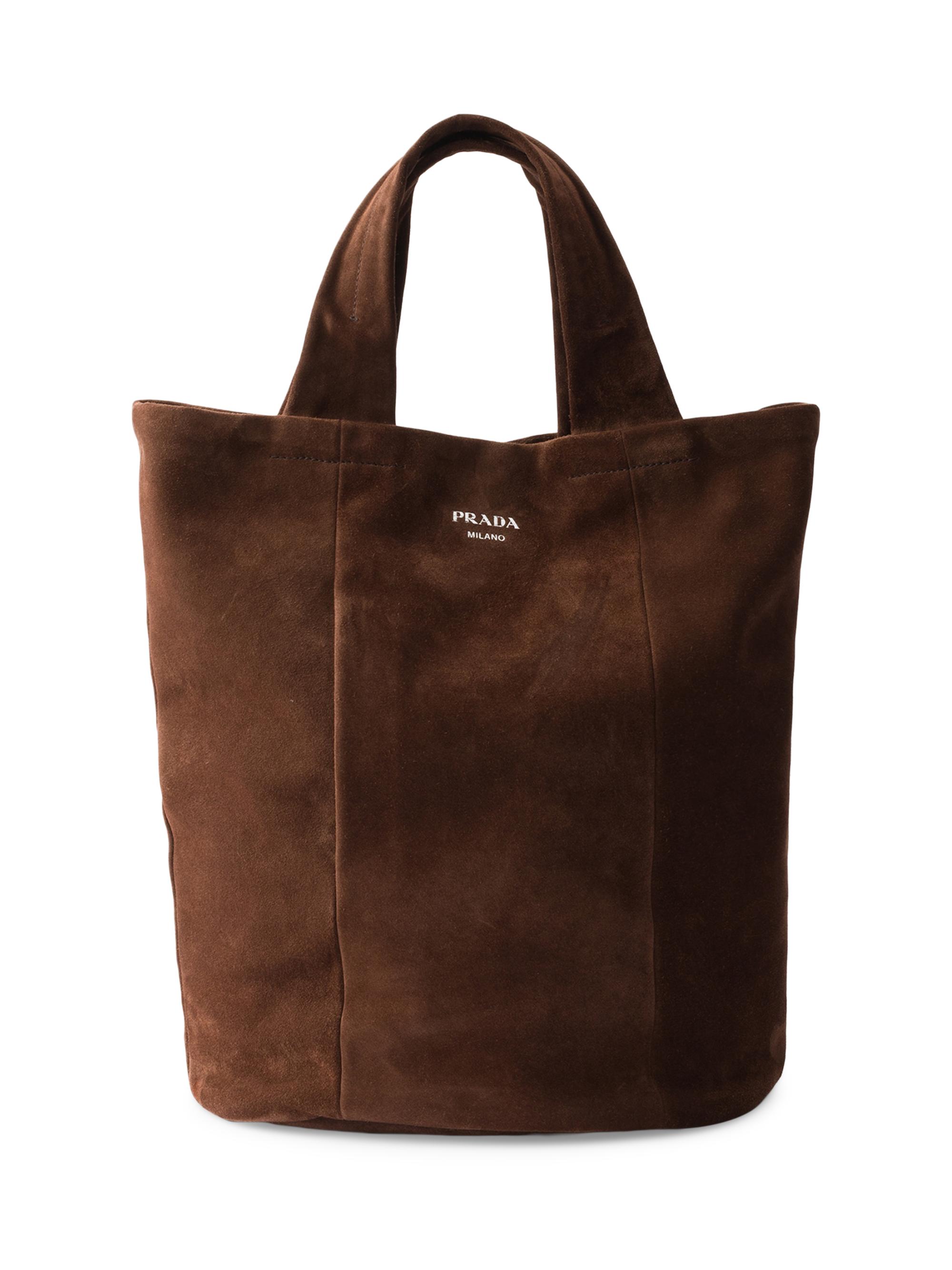 Prada Men's Suede Tote Bag - Brown