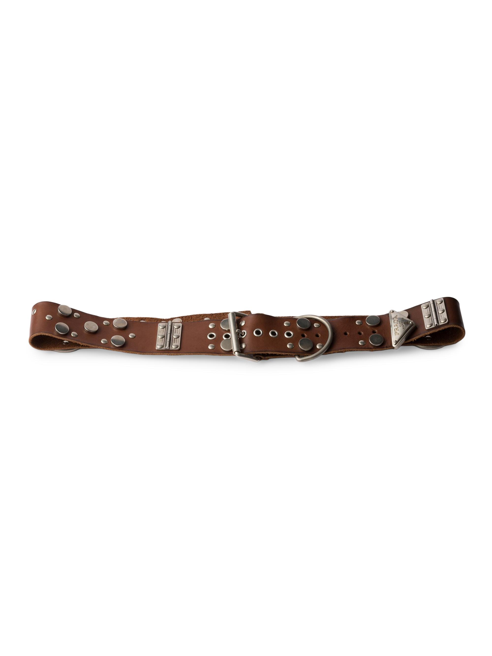 Prada Men's Studded Leather Belt - Brown