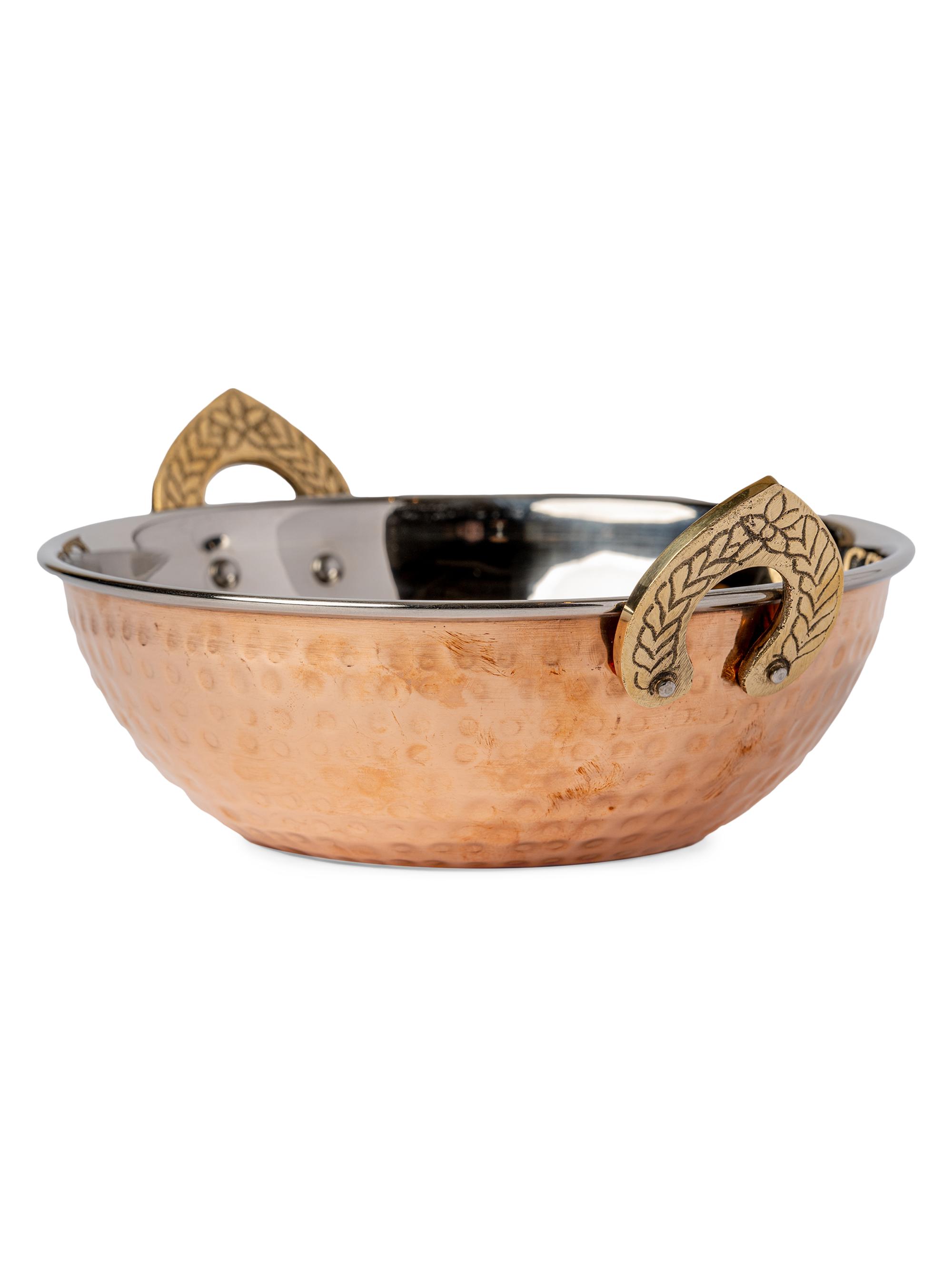 Verve Culture Indian Handi Serving Bowl - Hammered Copper Double Walled - Copper