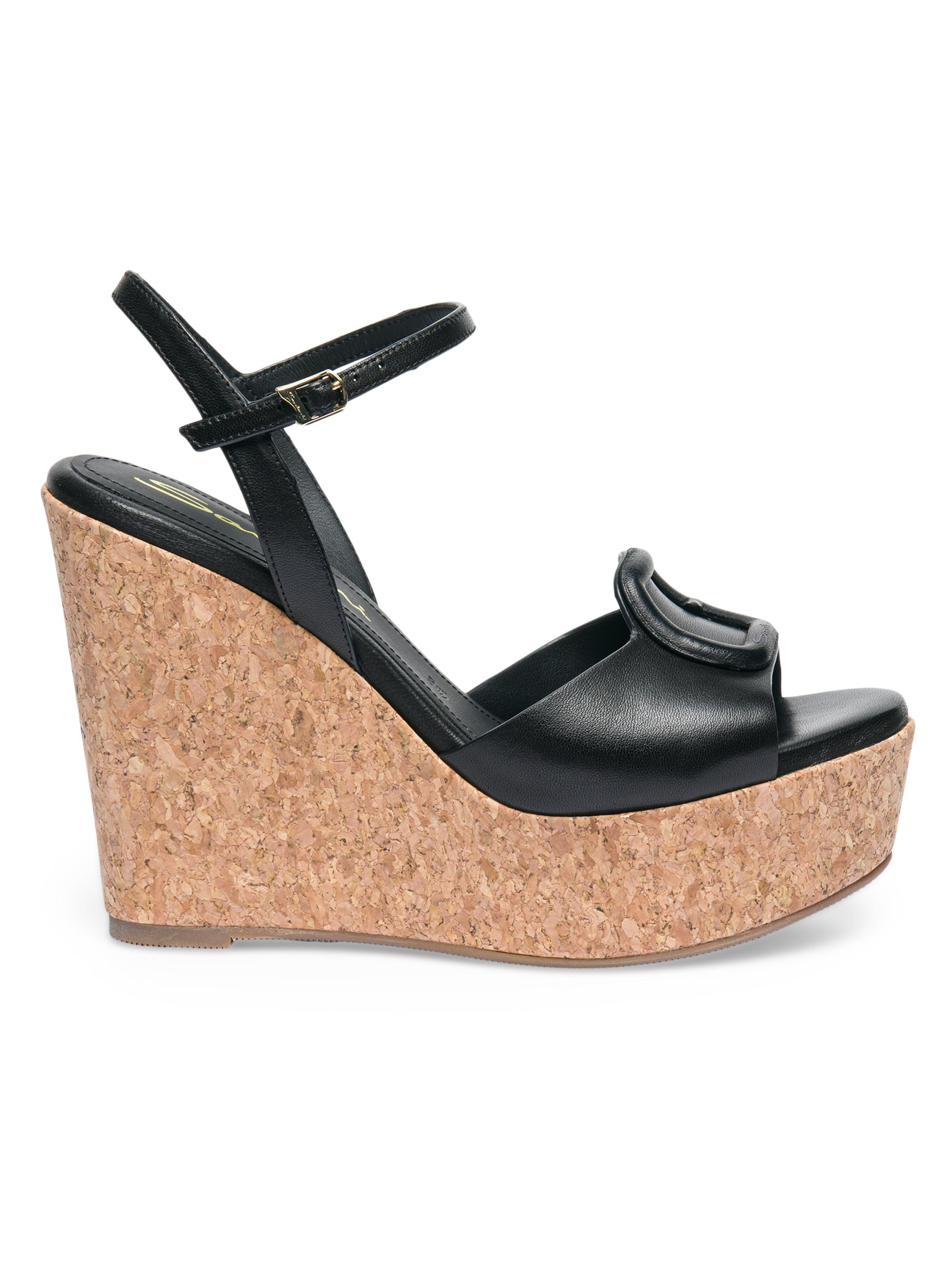 Santoni Women's Nizza Leather Wedge Sandals - Black