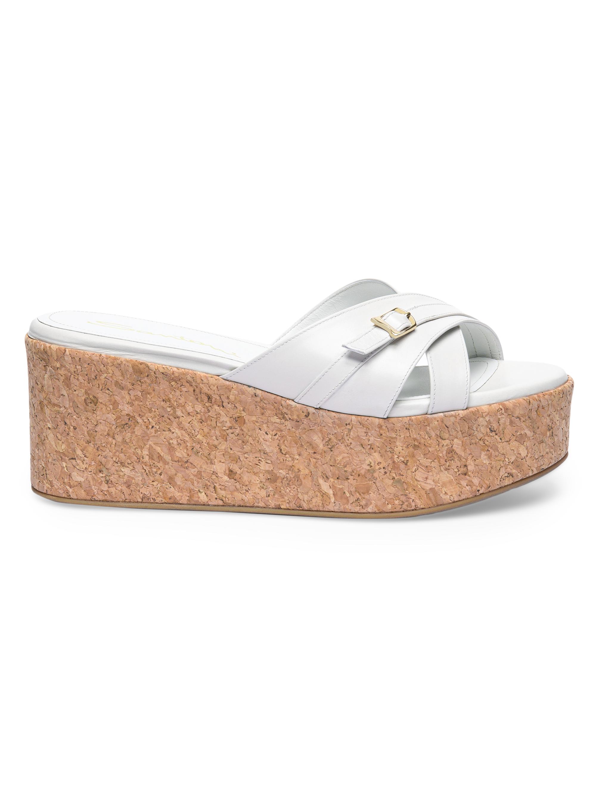 Santoni Women's Calypso Leather Wedge Sandals - White