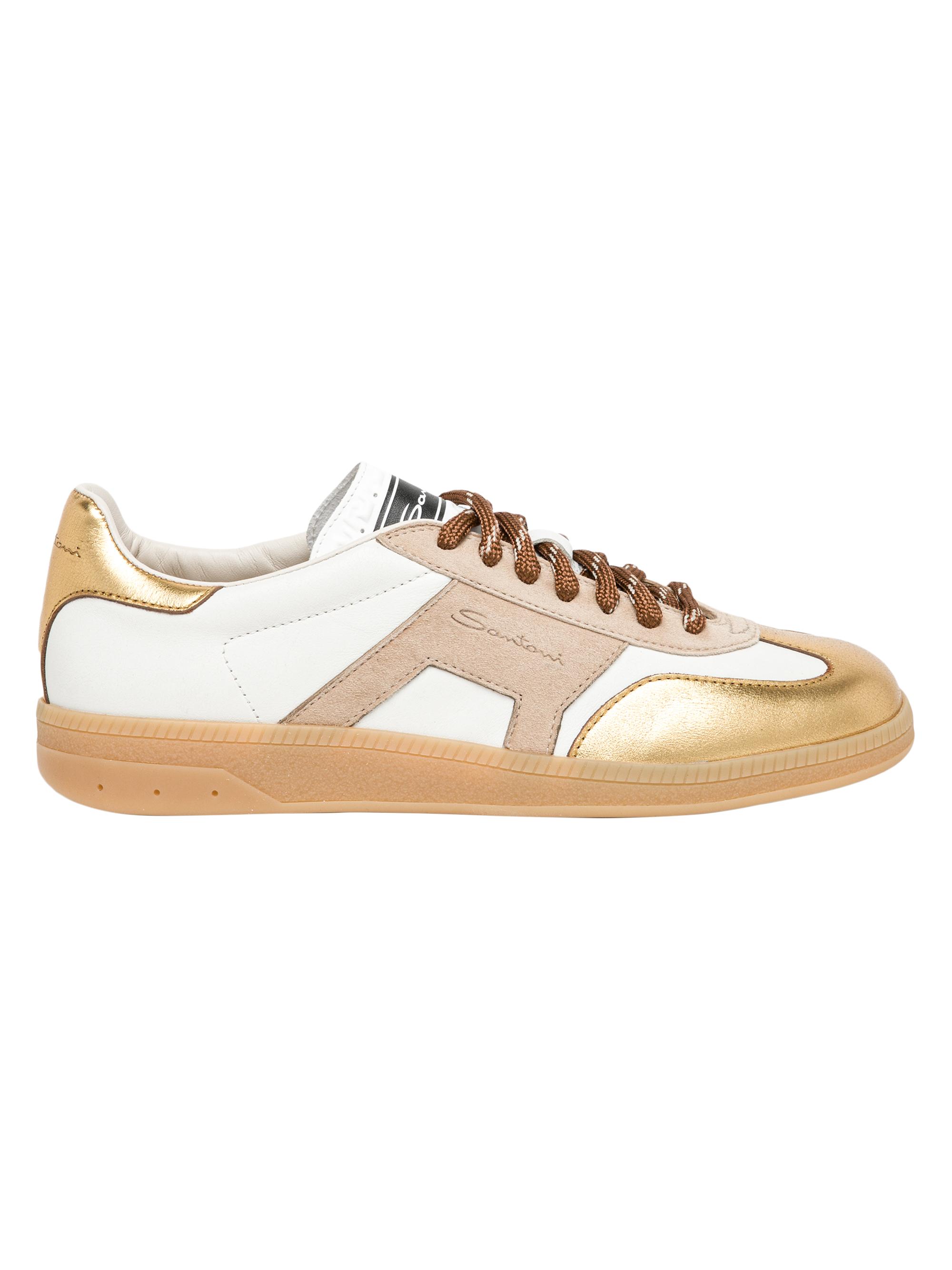 Santoni Women's Olympid Leather Sneakers - Gold