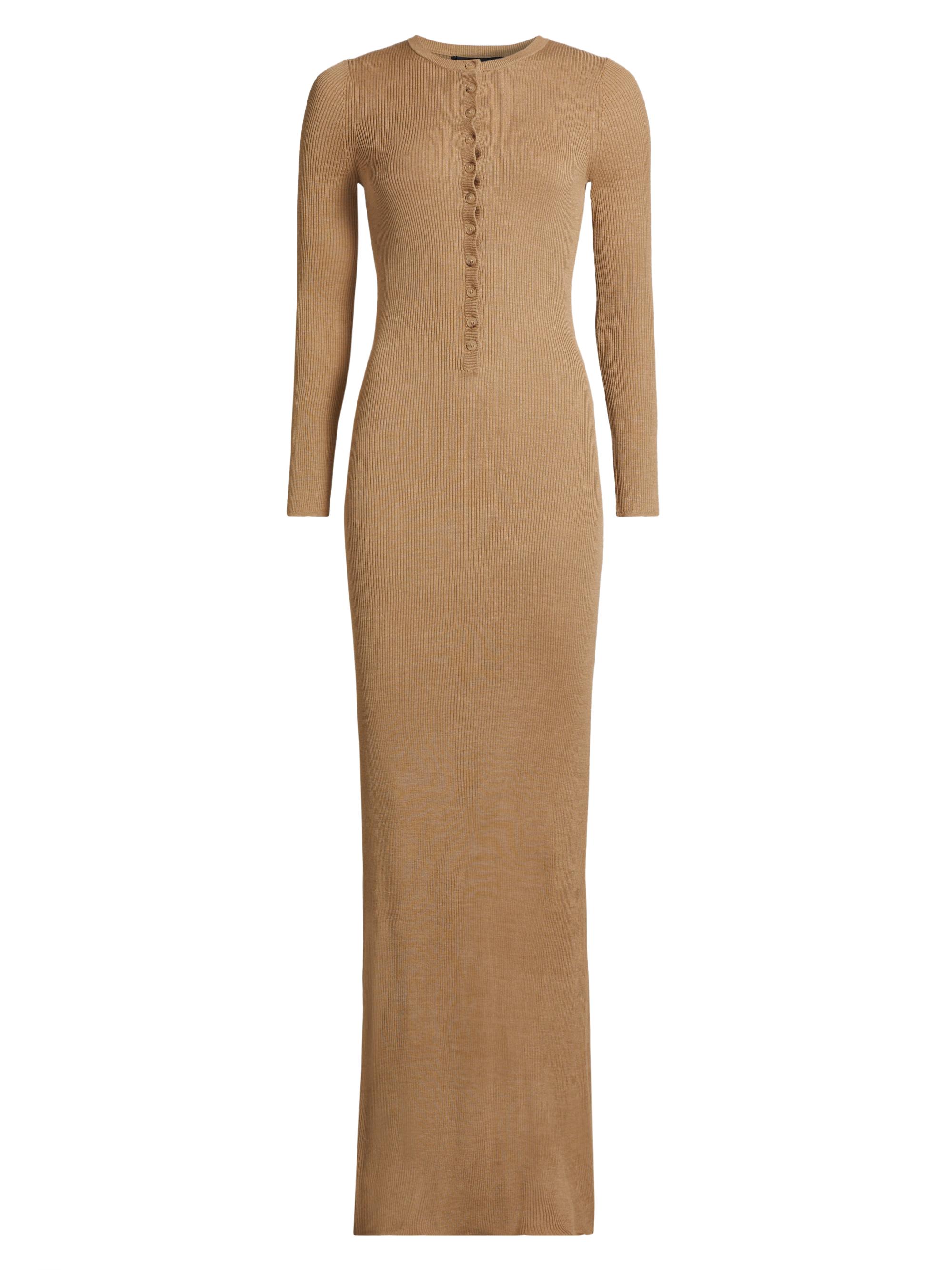 Nili Lotan Women's Roxy Silk Rib-Knit Maxi Sweaterdress - Camel