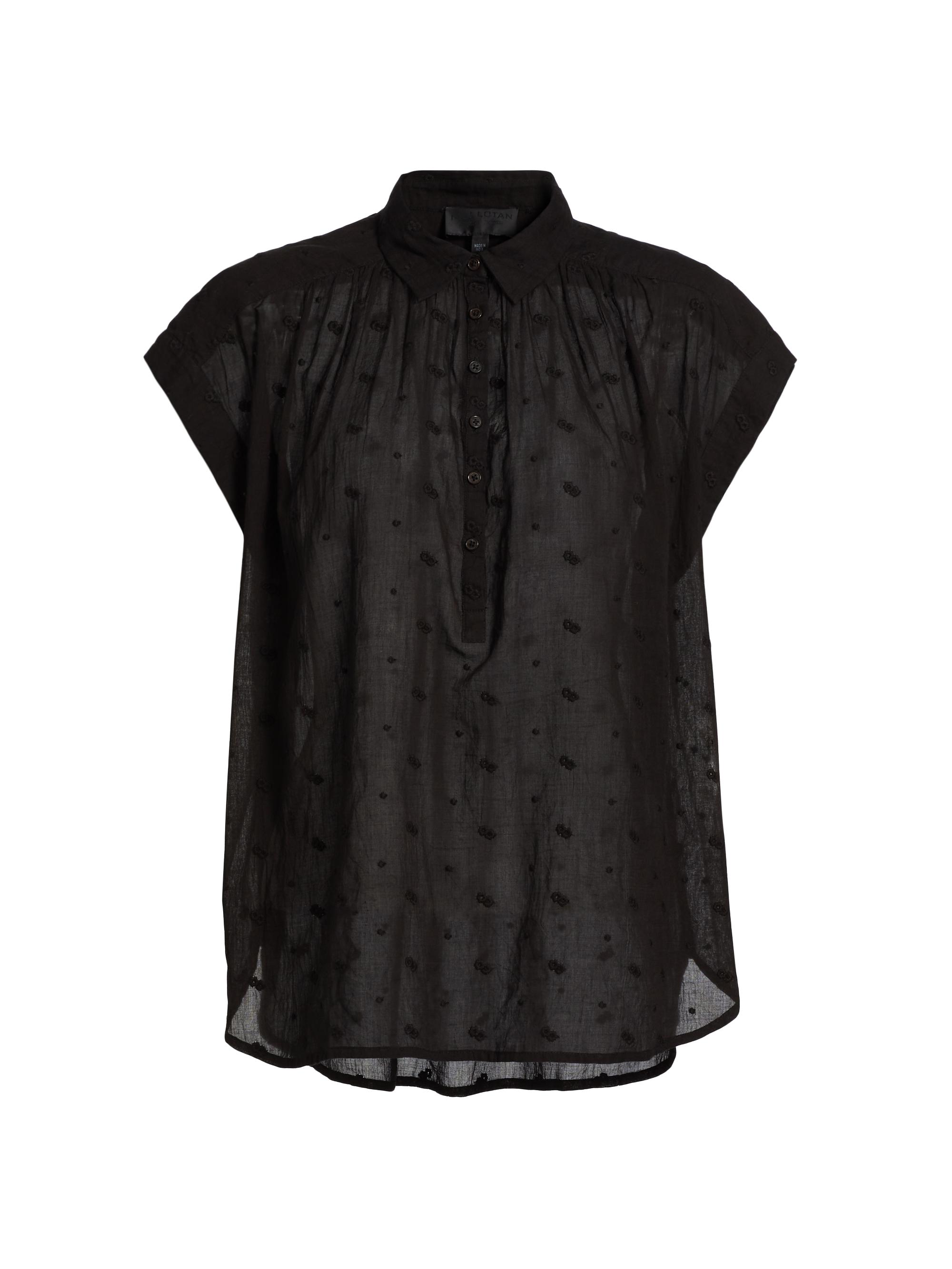 Nili Lotan Women's Normandy Embroidered Cotton Blouse - Black