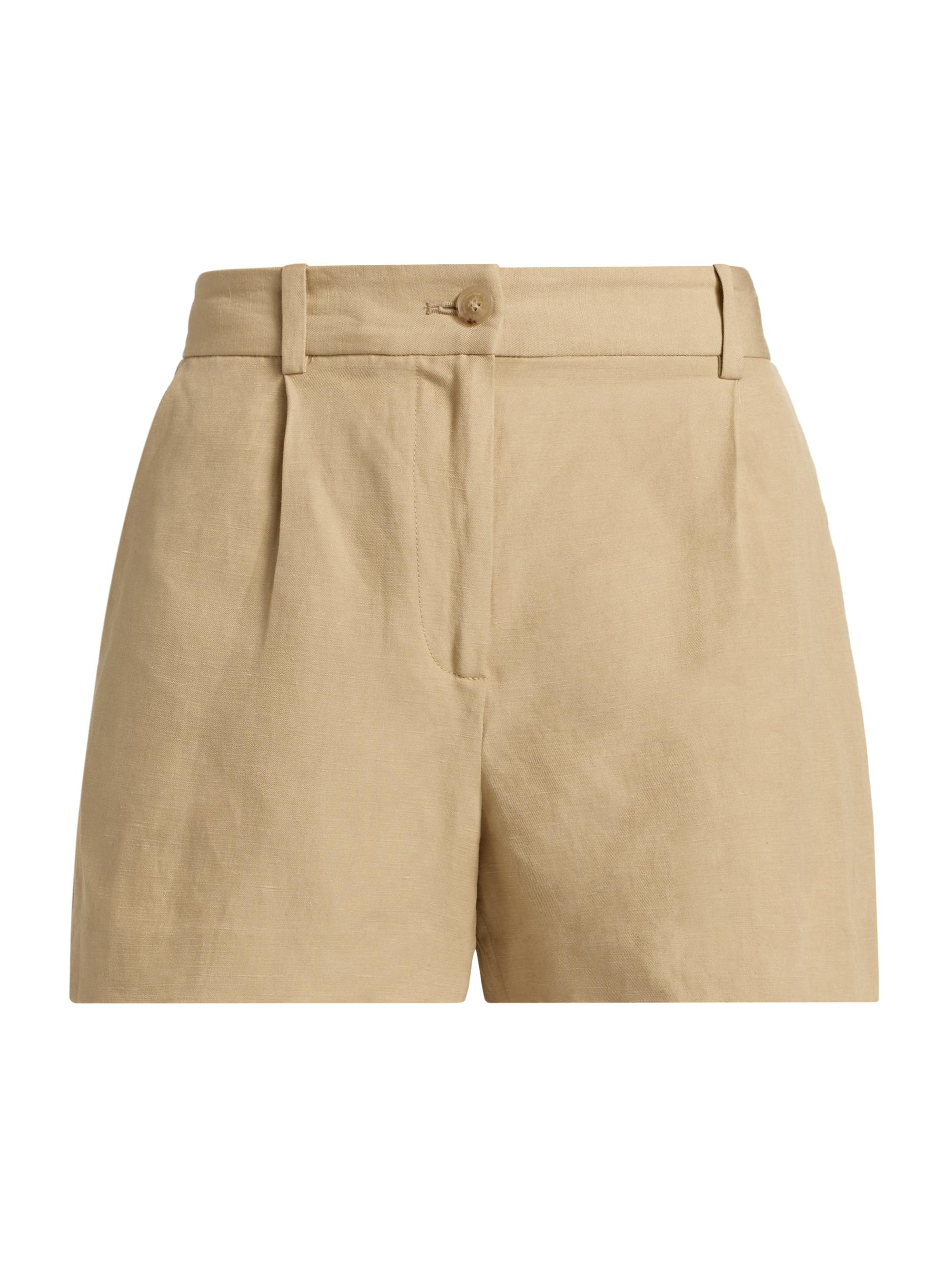 Nili Lotan Women's Beatrice Linen-Silk Tailored Shorts - Khaki
