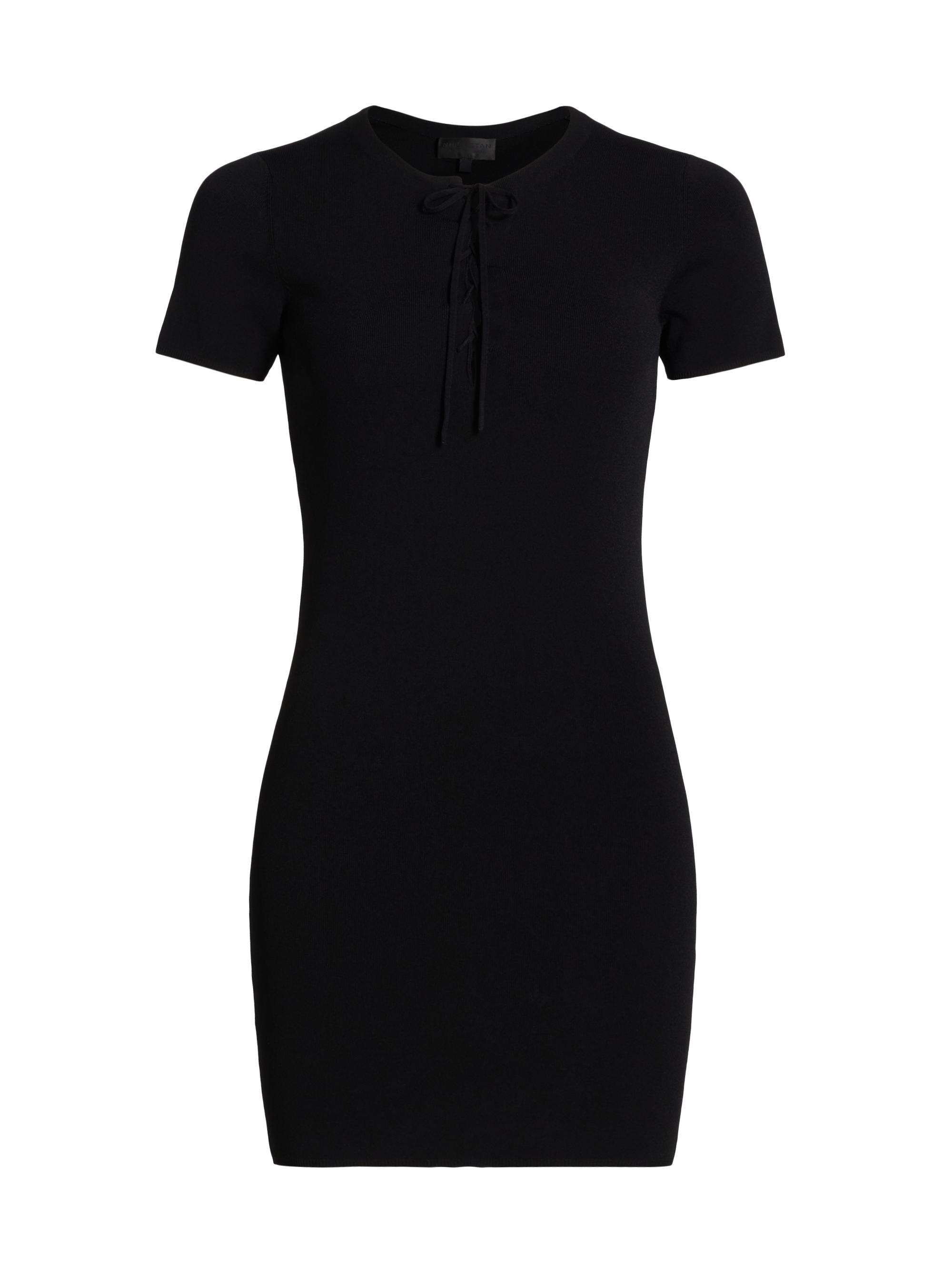 Nili Lotan Women's Palma Lace-Up Mini Sweaterdress - Black