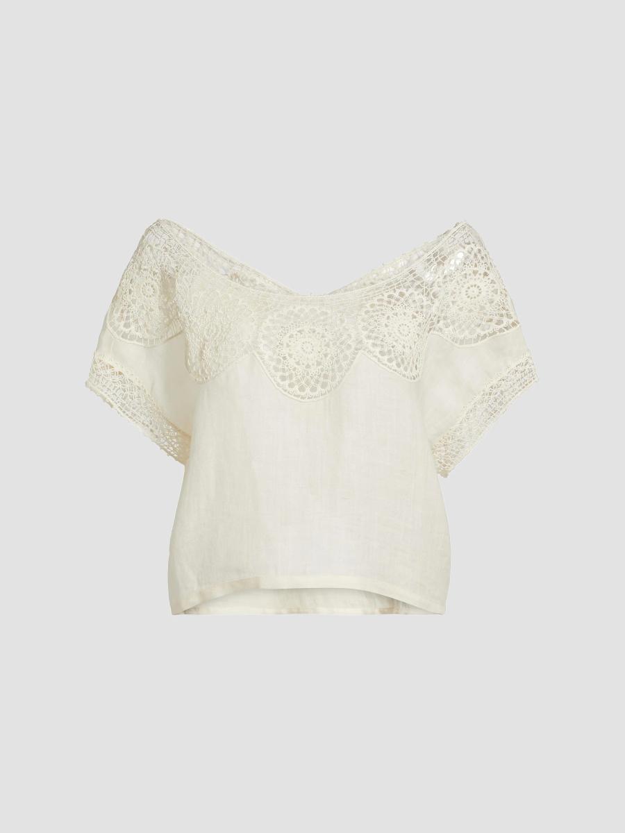 Nili Lotan Caila Embroidered Scoopneck Top | Saks Fifth Avenue