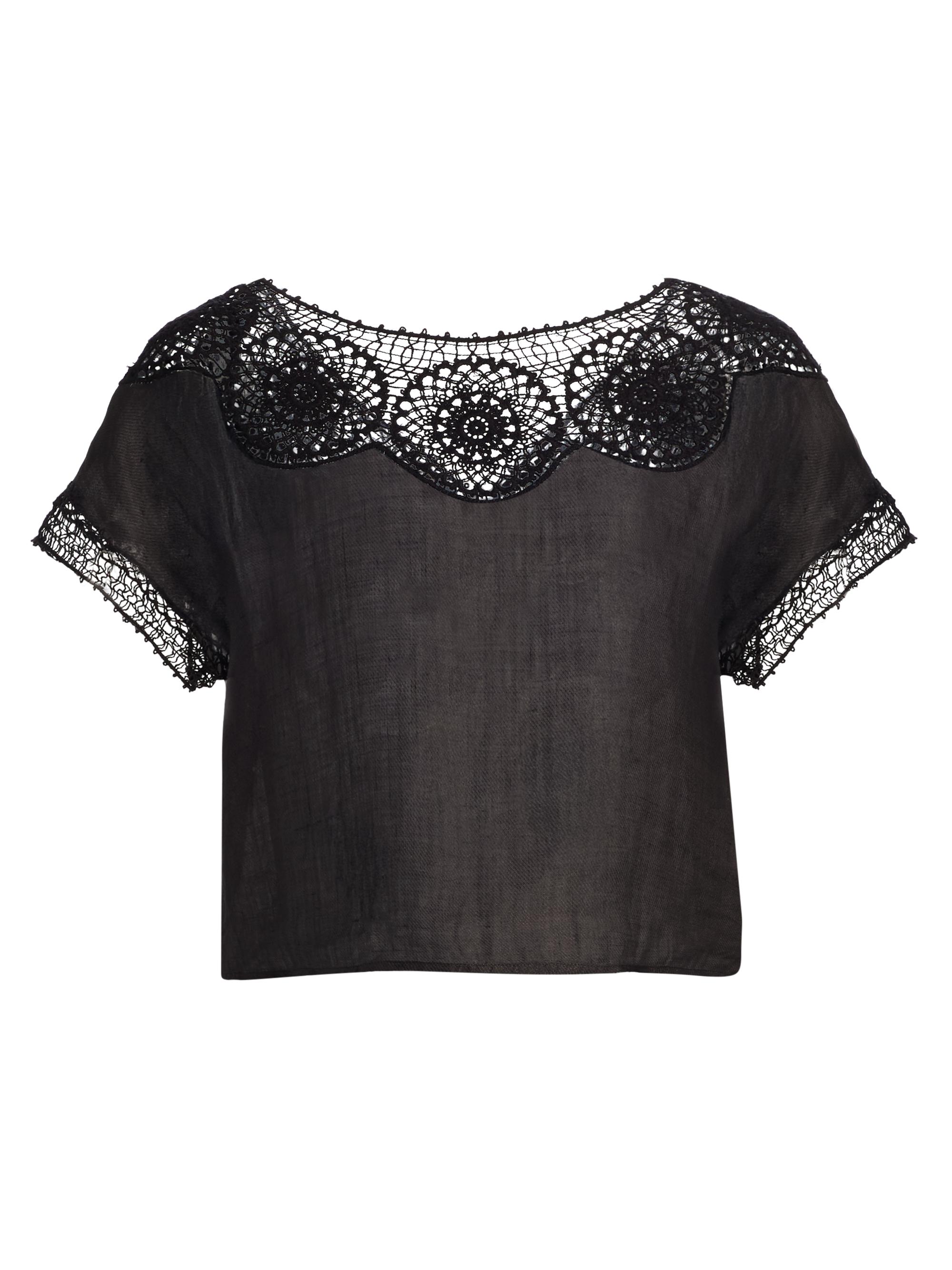 Nili Lotan Women's Caila Embroidered Scoopneck Top - Black