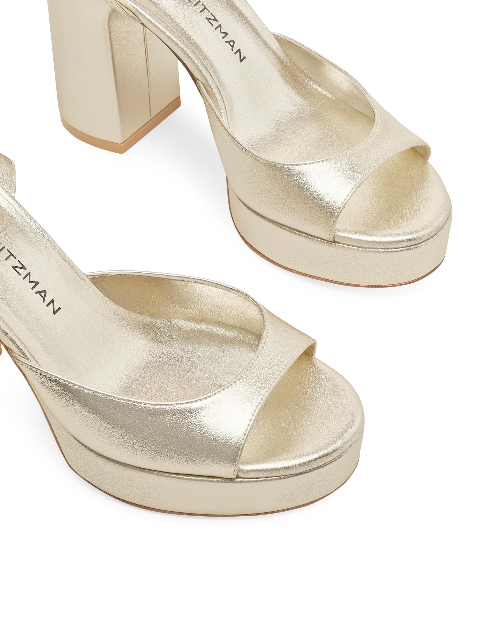 Stuart Weitzman Dayna II 100MM Metallic Leather Platform Sandals