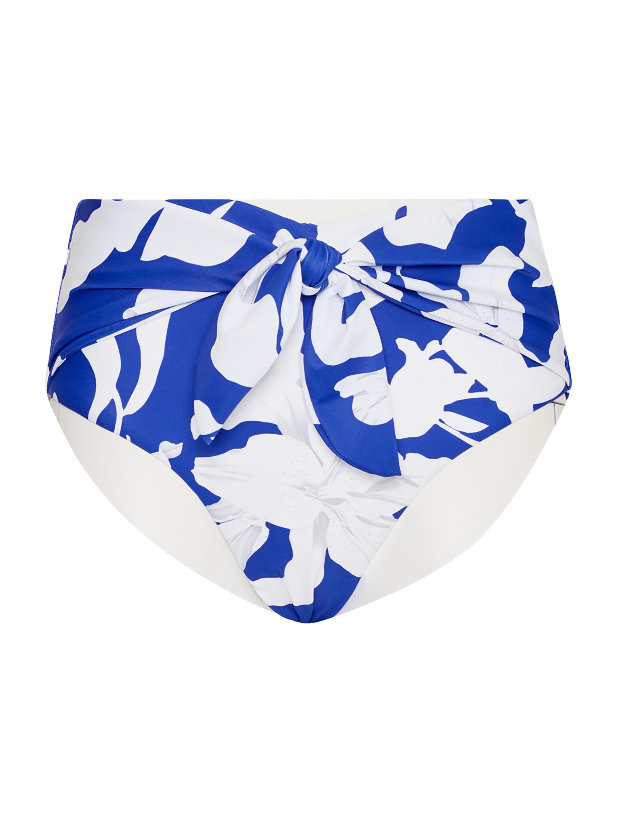 Milly Women's Lily Floral High-Waisted Bikini Bottom - Blue Ecru
